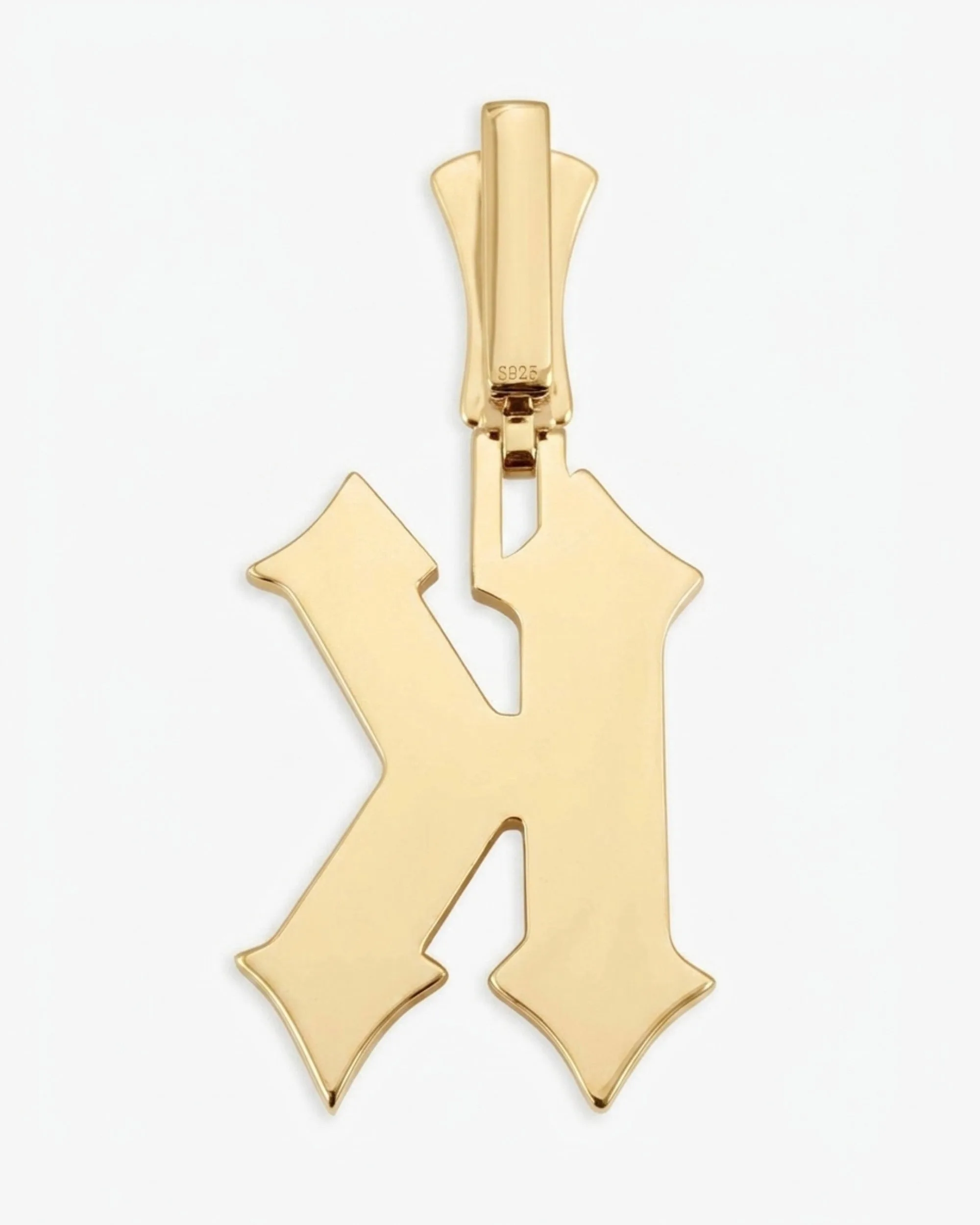 Moissanite "K" Letter Pendant 14K Gold (view 8 of 15)
