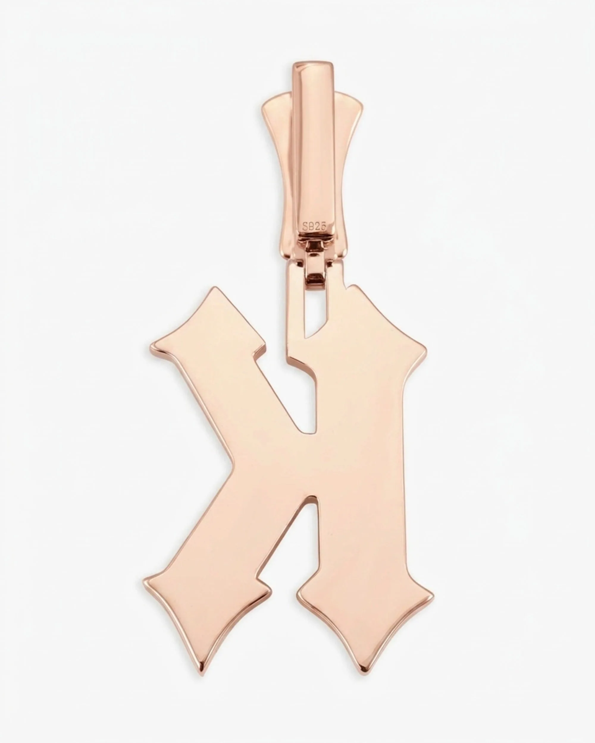 Moissanite "K" Letter Pendant 14K Gold (view 13 of 15)