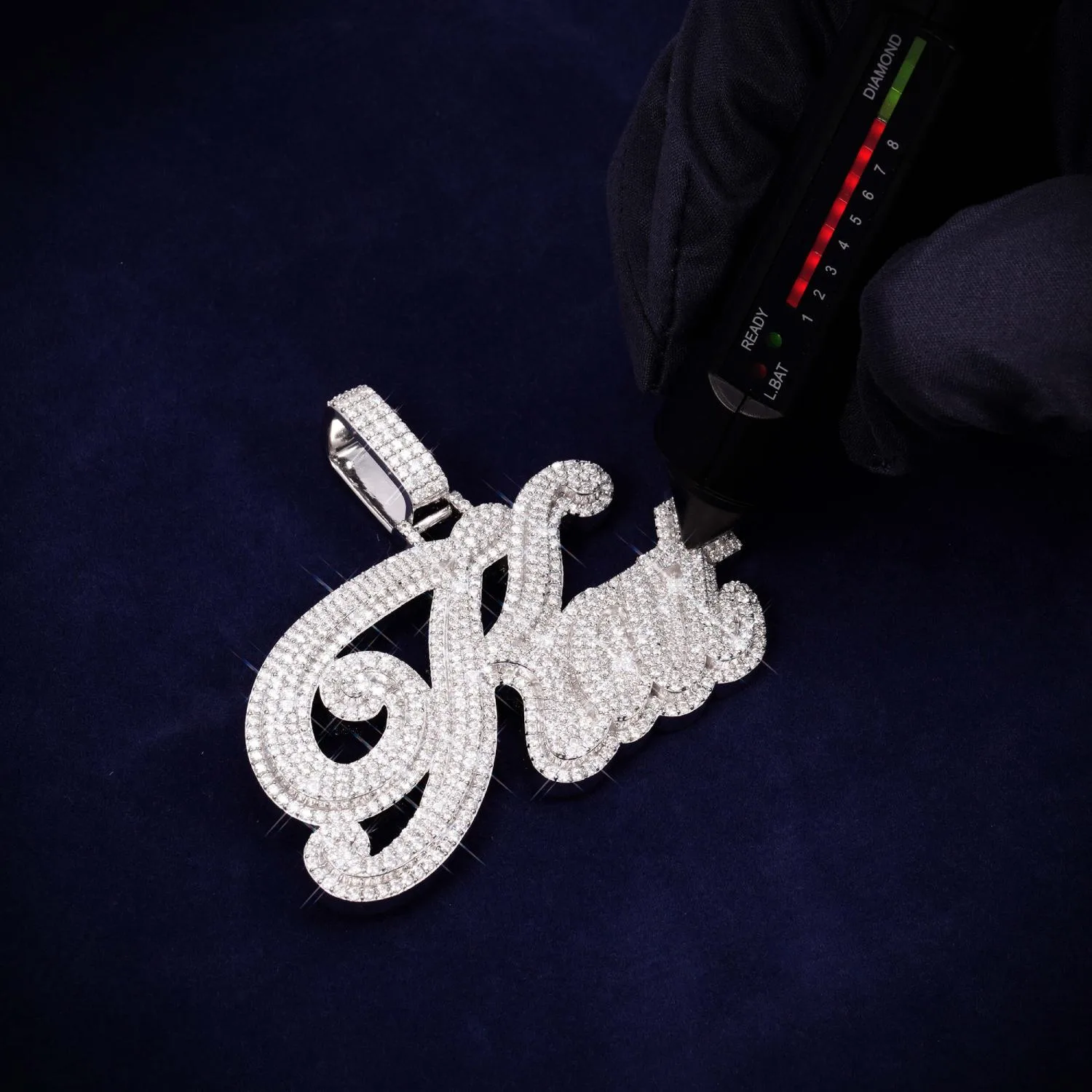 "KAT" Custom Moissanite Name Pendant 14K Gold (view 3 of 3)