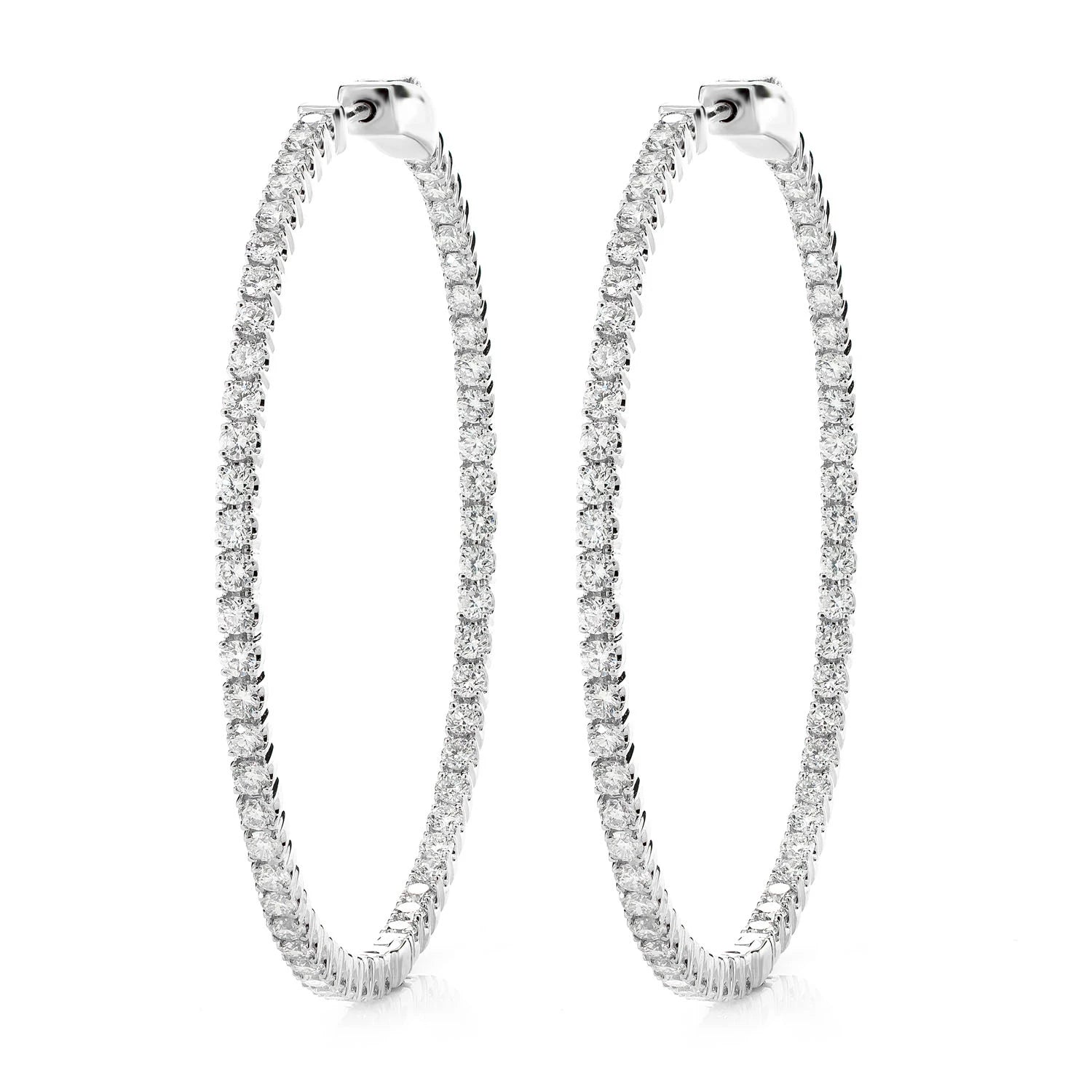 Large Diamond Inside Outside Hoop Earrings - in yellow gold (view 3 of 6)