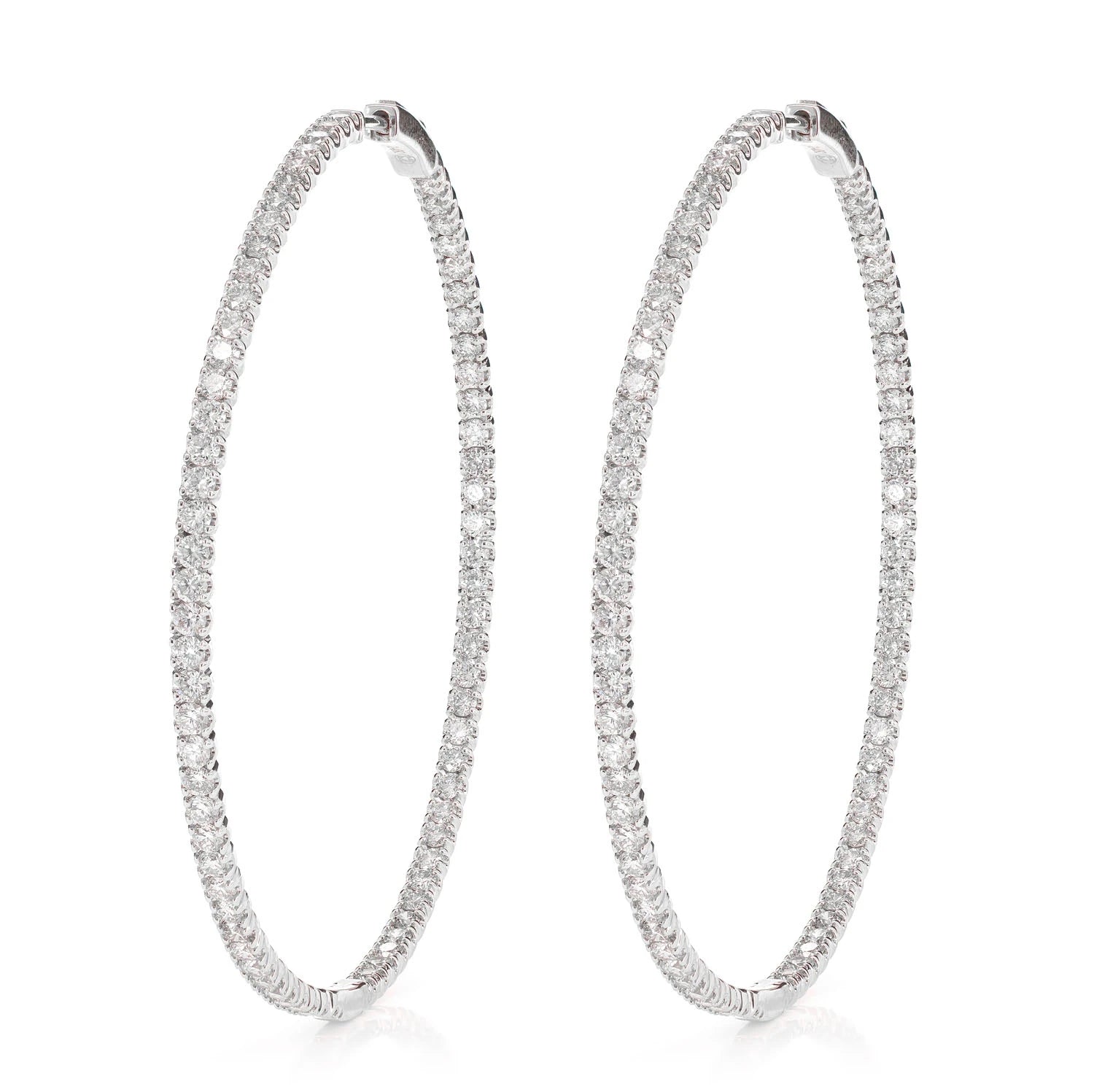 Large Inside Outside Diamond Hoop Earrings - in yellow gold (view 3 of 6)