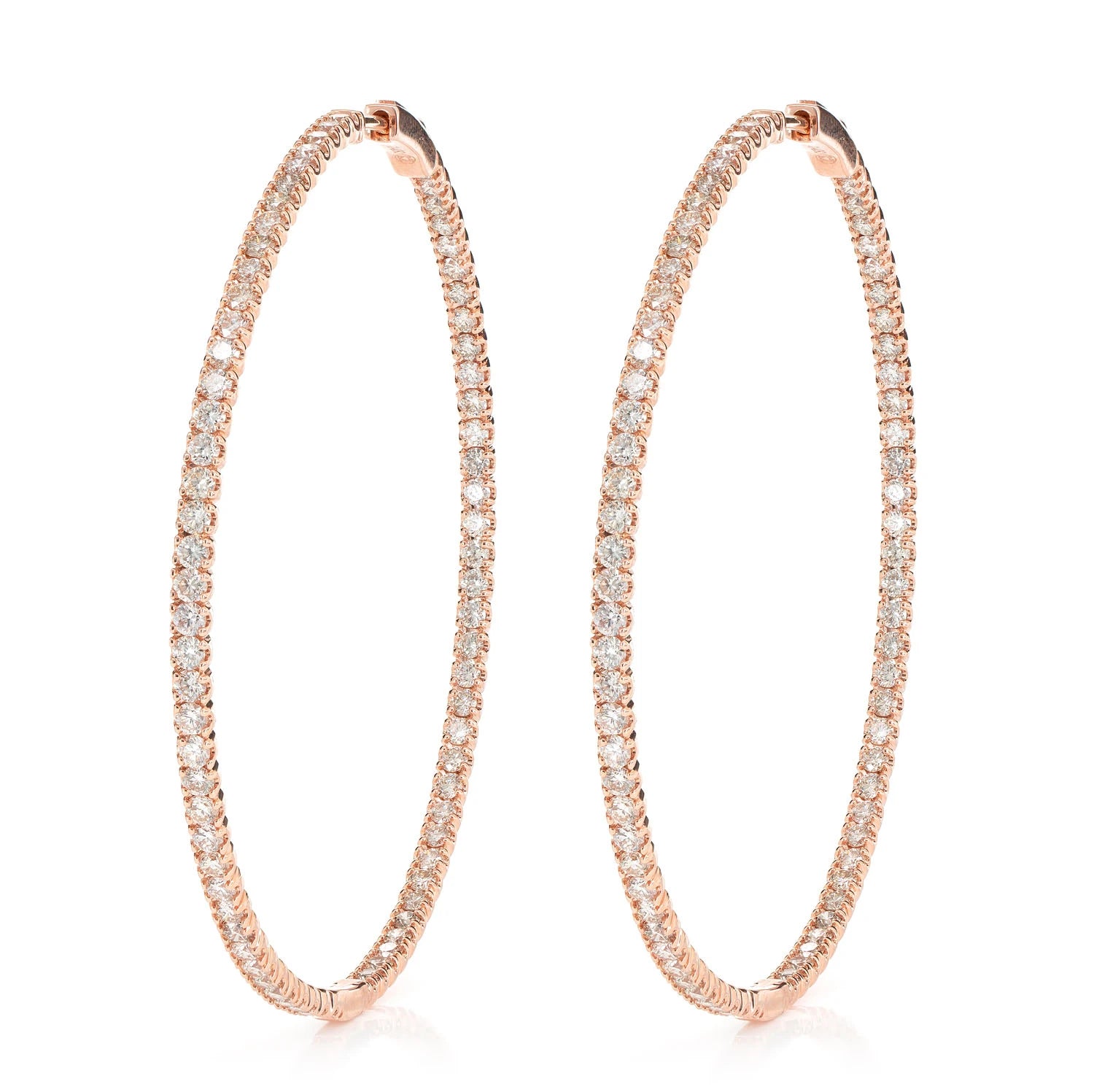 Large Inside Outside Diamond Hoop Earrings - in yellow gold (view 5 of 6)