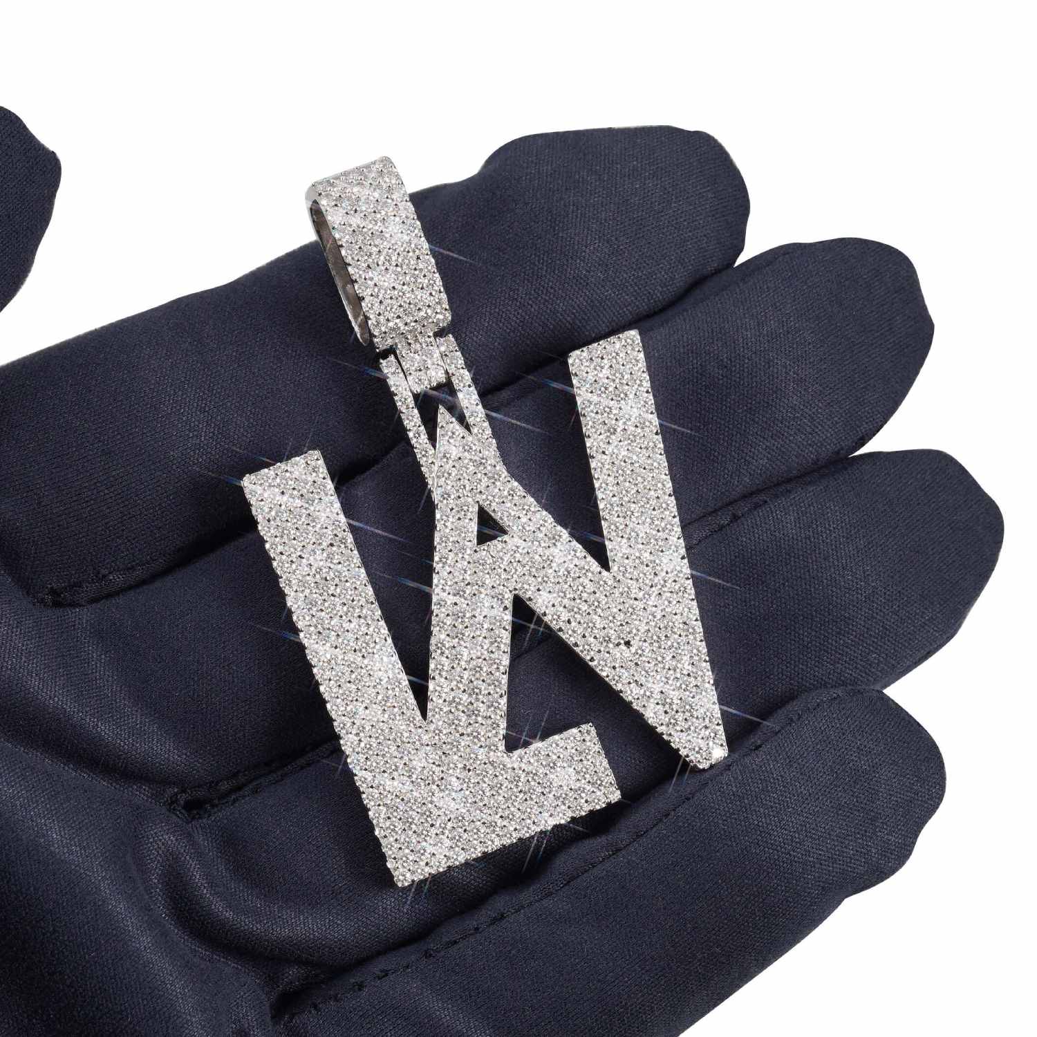 "LAV" Moissanite Custom Name Pendant 14K Gold (view 4 of 5)