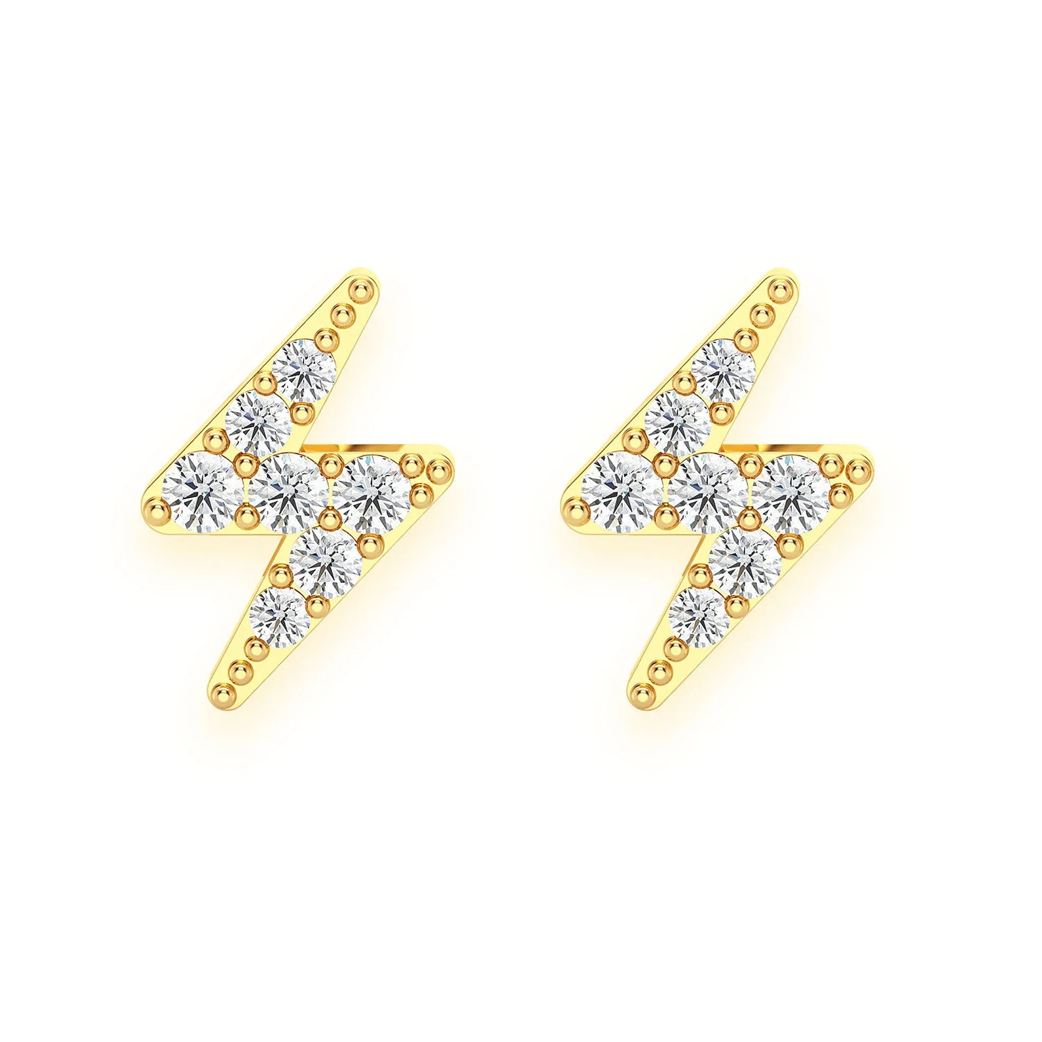 Lightning Diamond Studs - earrings in yellow gold