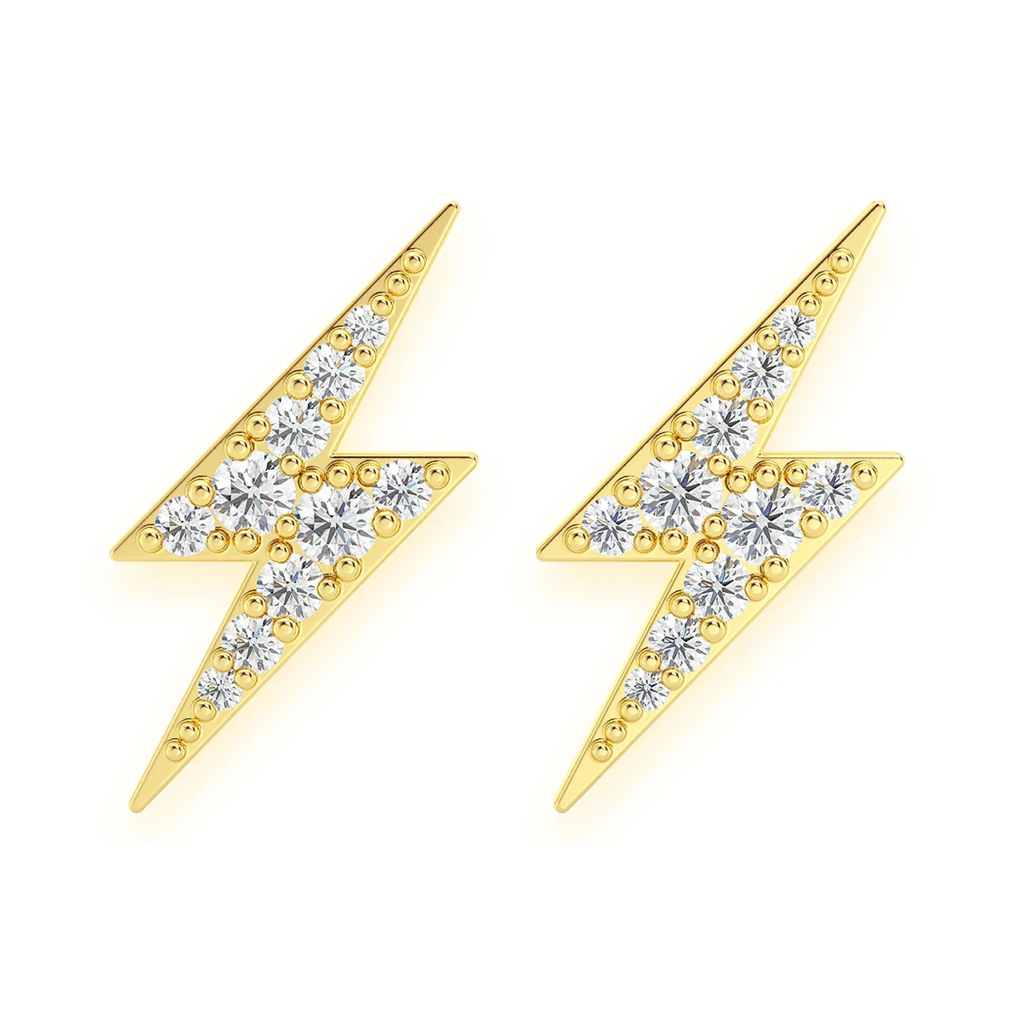 Lightning Diamond Studs - earrings in yellow gold (view 6 of 11)