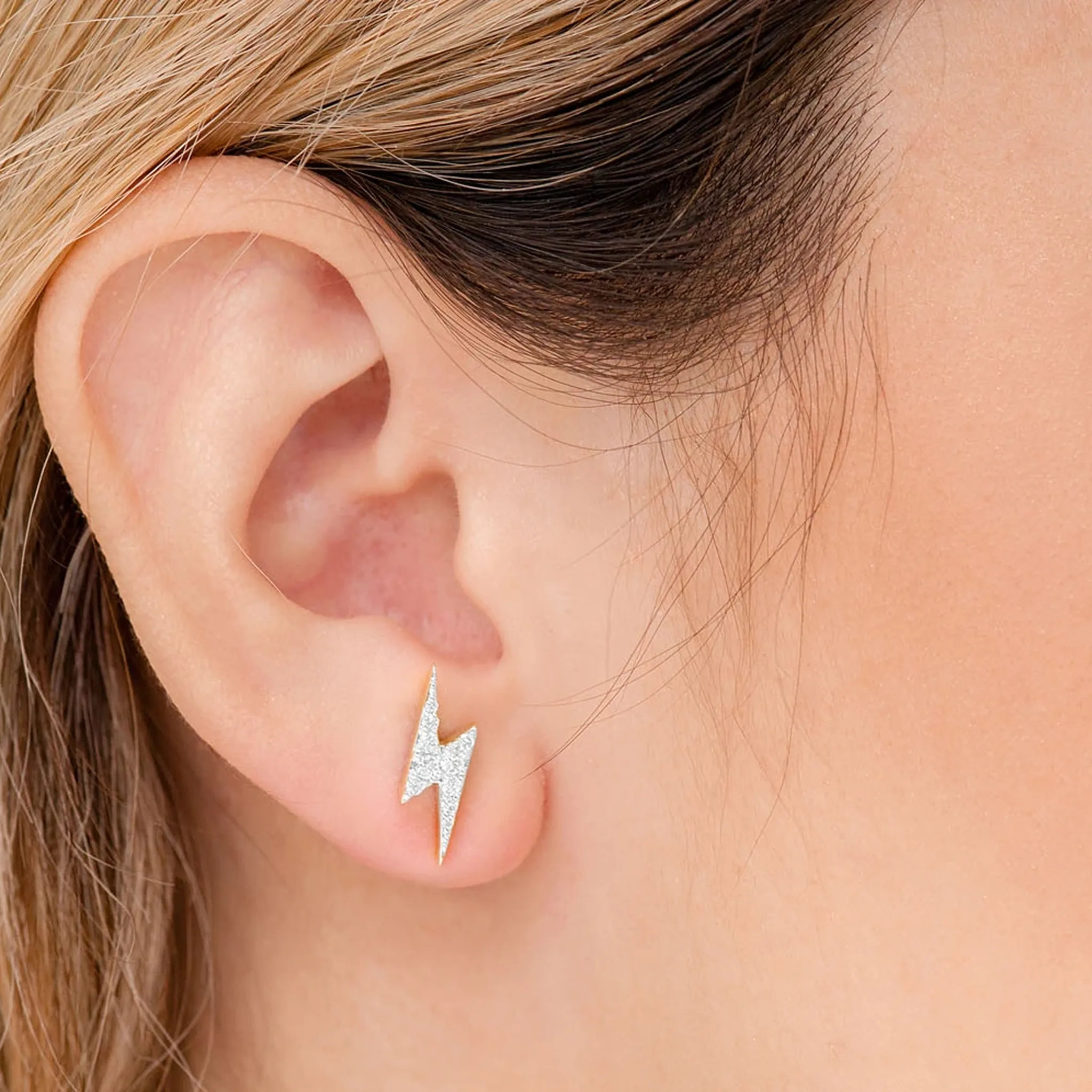 Lightning Diamond Studs - earrings in yellow gold (view 7 of 11)