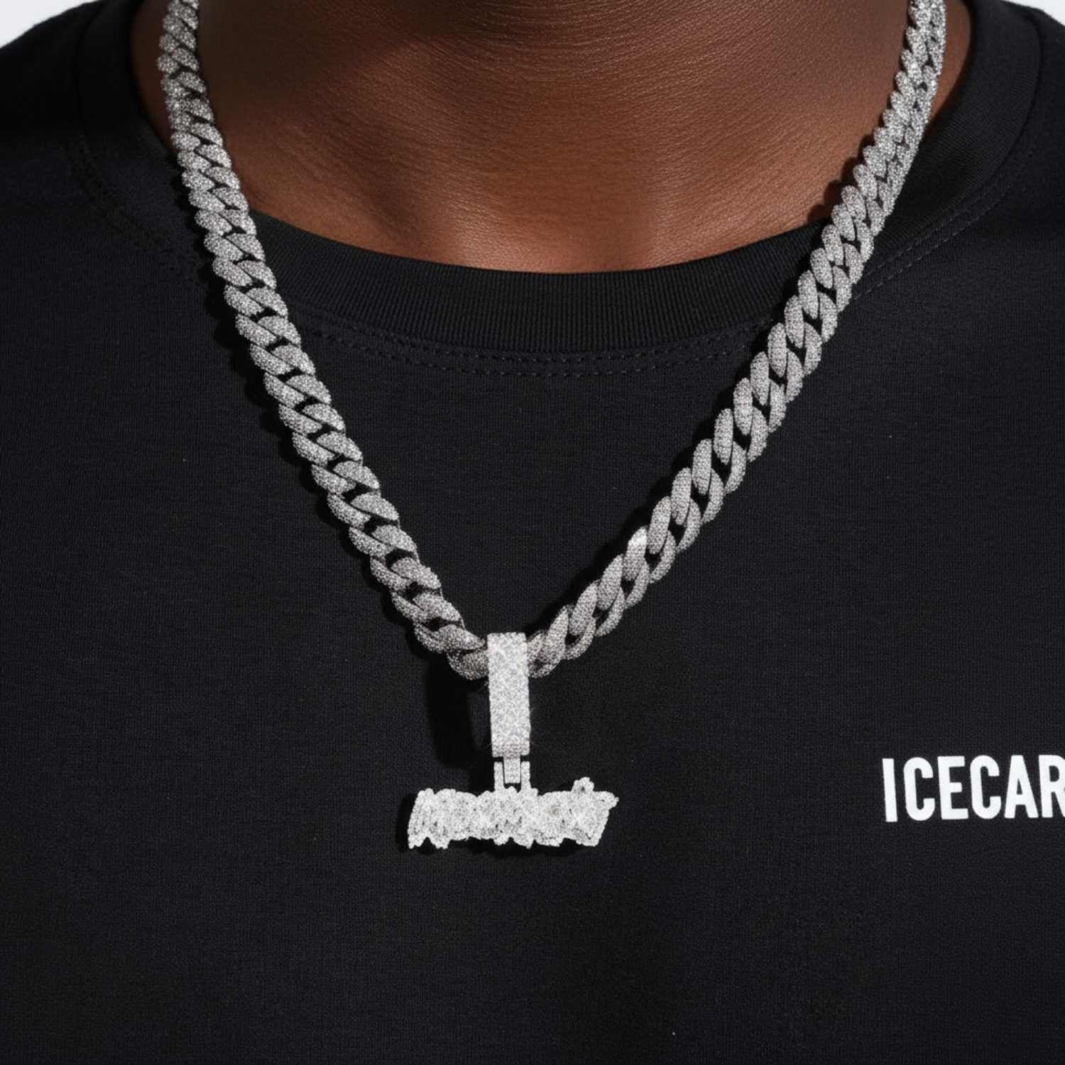 "LIL MOOMGNG" Custom Moissanite Name Pendant 14K Gold (view 2 of 4)