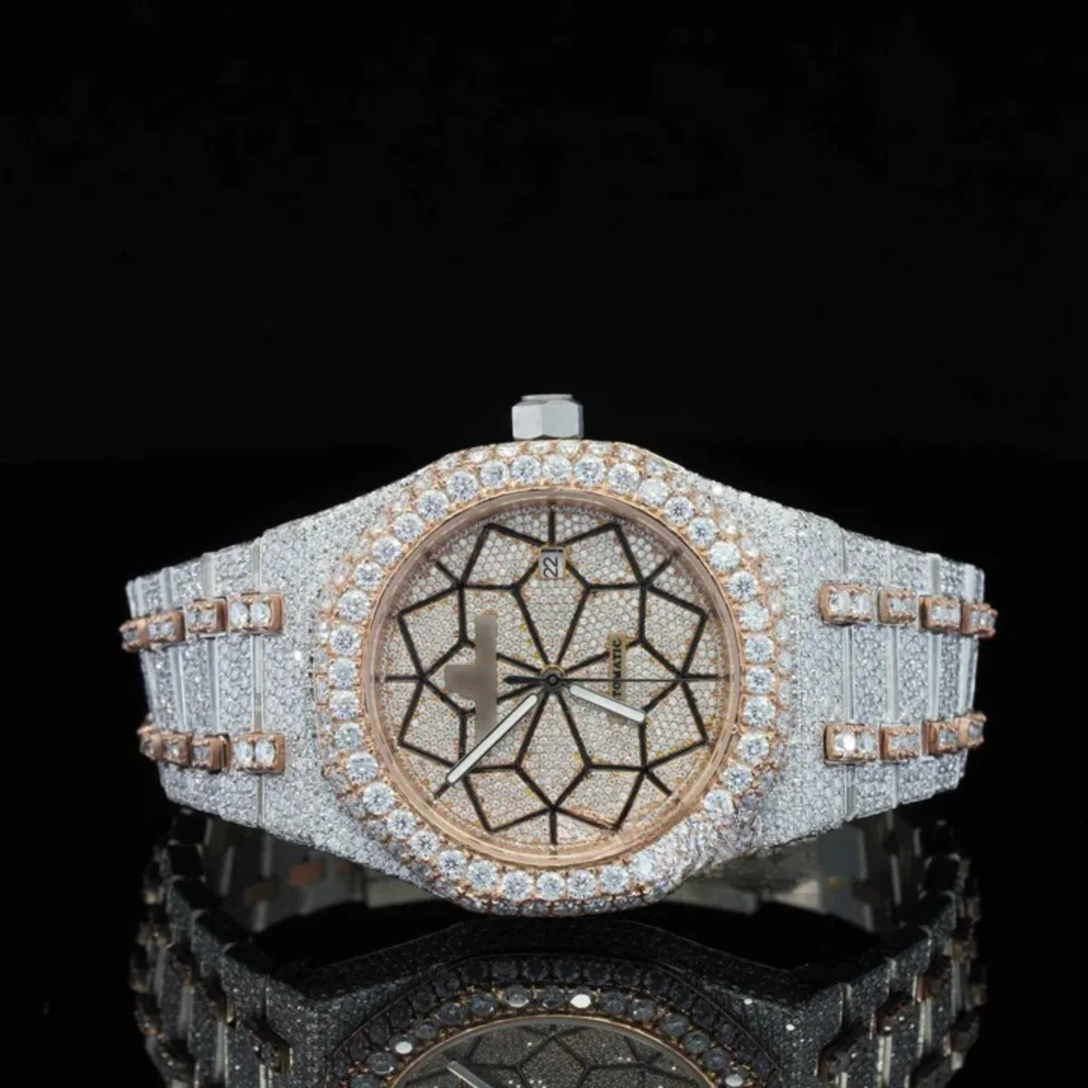 Limited Edition Automatic Self Winding Iced Out Moissanite Watch (view 2 of 7)