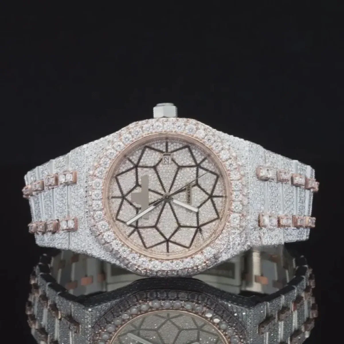 Limited Edition Automatic Self Winding Iced Out Moissanite Watch (view 3 of 7)