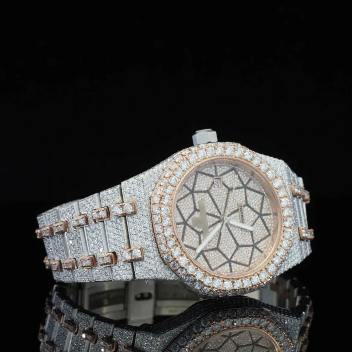 Limited Edition Automatic Self Winding Iced Out Moissanite Watch (view 6 of 7)