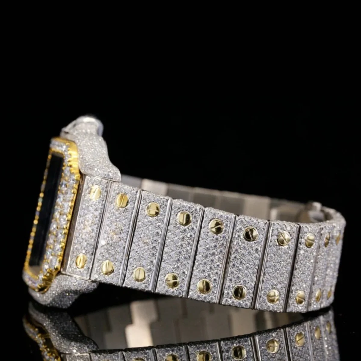 Roman Blue Dial Full Iced Out Automatic Moissanite Watch (view 5 of 6)