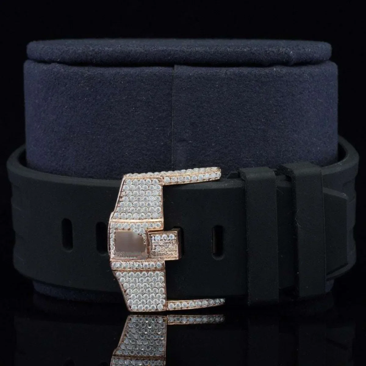 Luxuries Moissanite Watch With Chronograph Black Dial Watch (view 7 of 7)