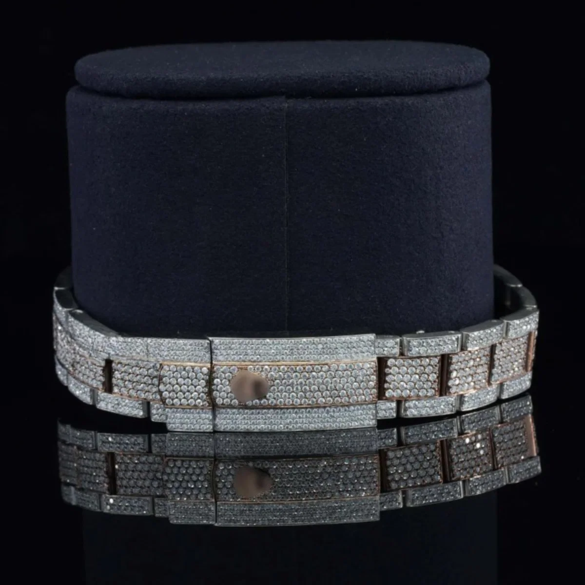 Luxurious Beige Dial Moissanite Iced Out Automatic Watch (view 6 of 7)