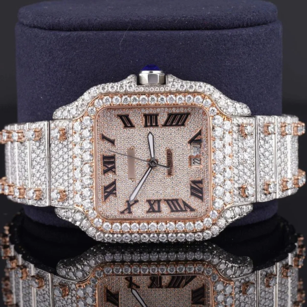Luxurious Diamond Iced Out Automatic Moissanite Watch (view 4 of 8)