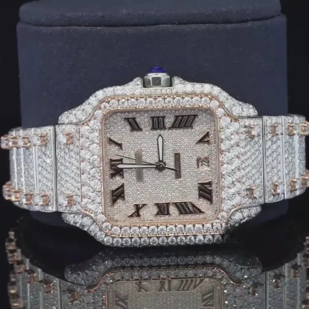 Luxurious Diamond Iced Out Automatic Moissanite Watch (view 5 of 8)