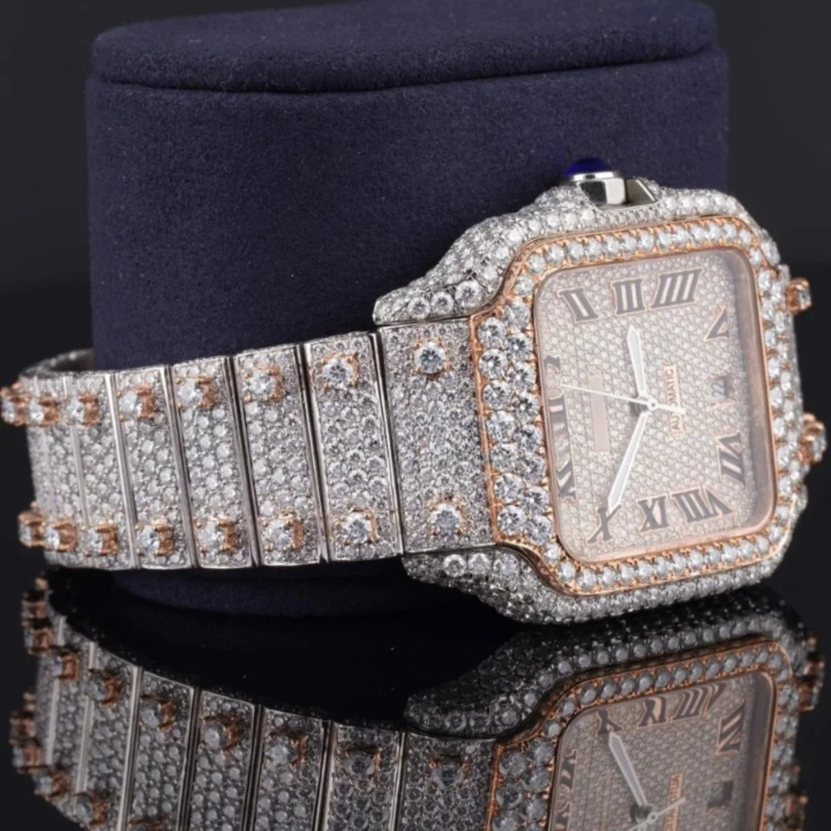 Luxurious Diamond Iced Out Automatic Moissanite Watch (view 6 of 8)