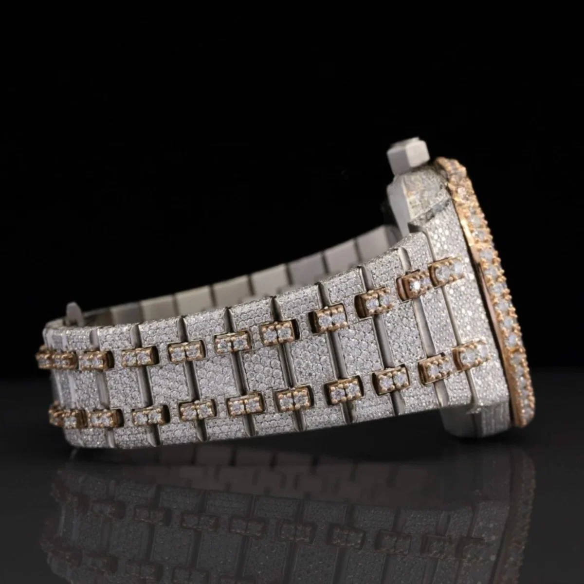 Luxurious Fully Iced Out Moissanite Dial Bust Down Automatic Watch (view 4 of 6)