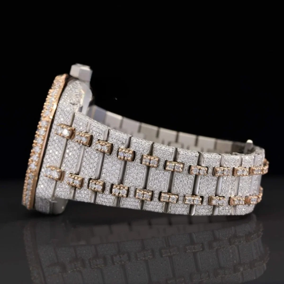Luxurious Fully Iced Out Moissanite Dial Bust Down Automatic Watch (view 5 of 6)