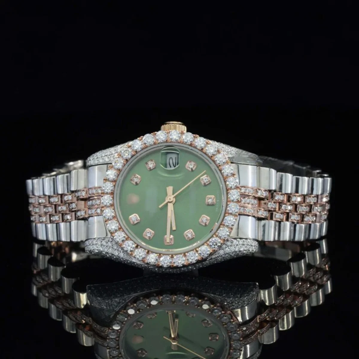 Luxurious Moissanite Automatic Movement Two Tone Watch For Women (view 2 of 7)