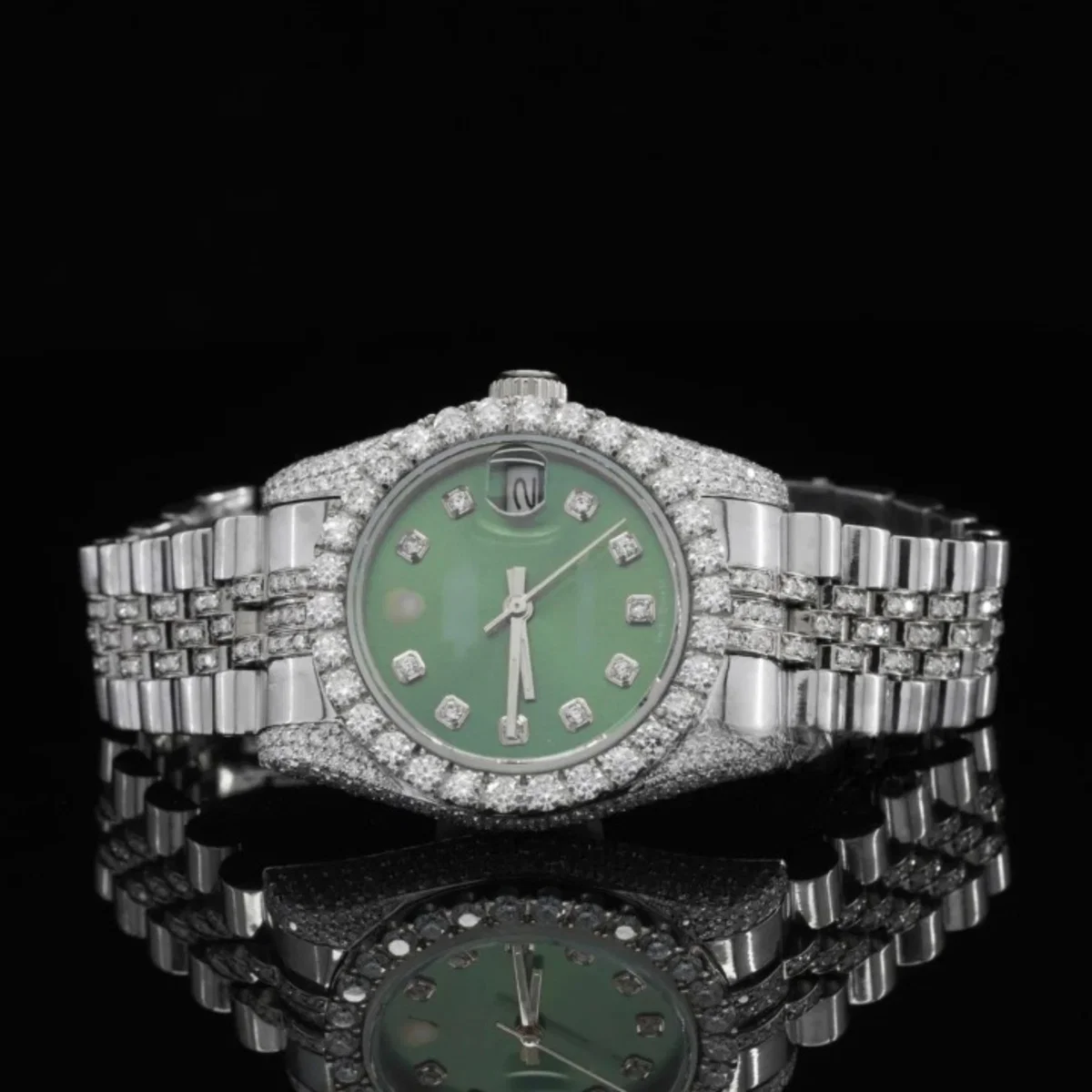 Luxurious Moissanite Automatic Movement Two Tone Watch For Women (view 3 of 7)