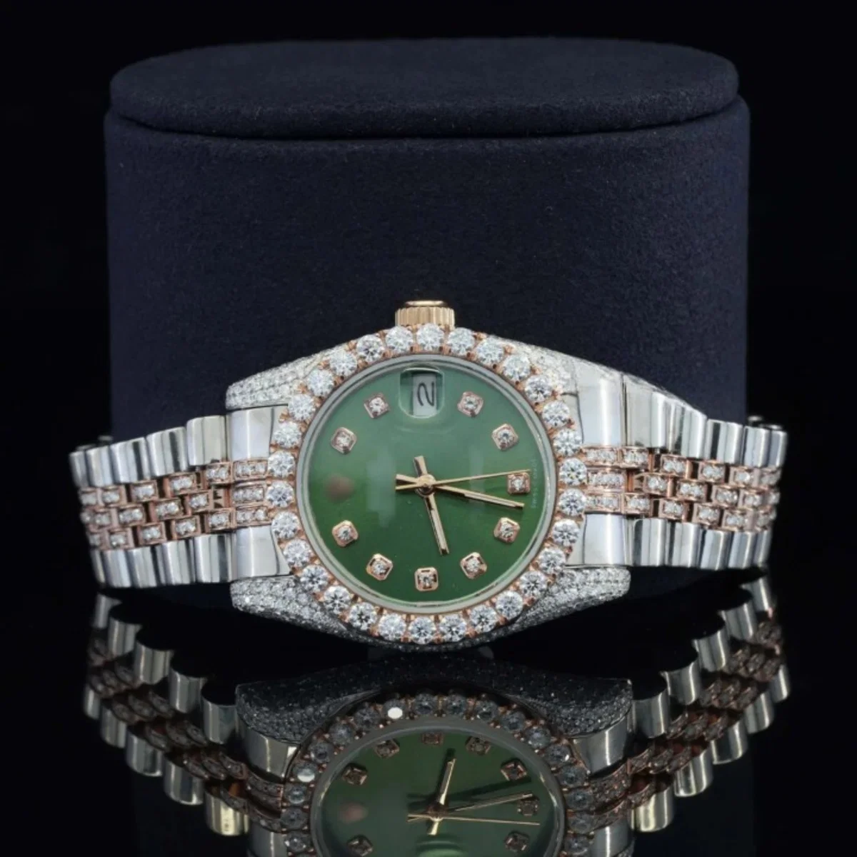 Luxurious Moissanite Automatic Movement Two Tone Watch For Women (view 4 of 7)
