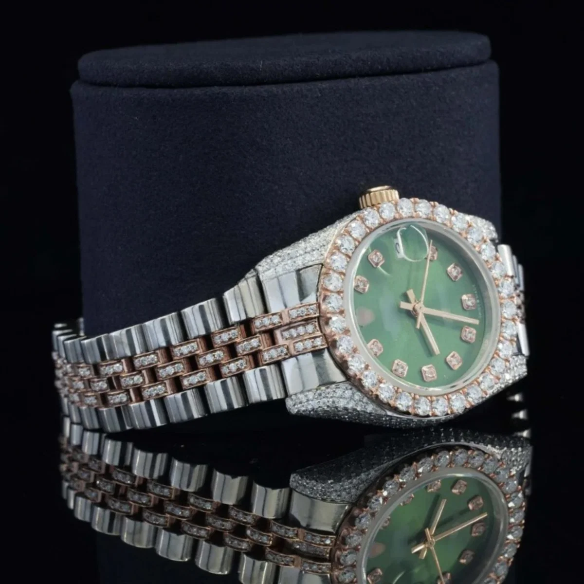 Luxurious Moissanite Automatic Movement Two Tone Watch For Women (view 5 of 7)