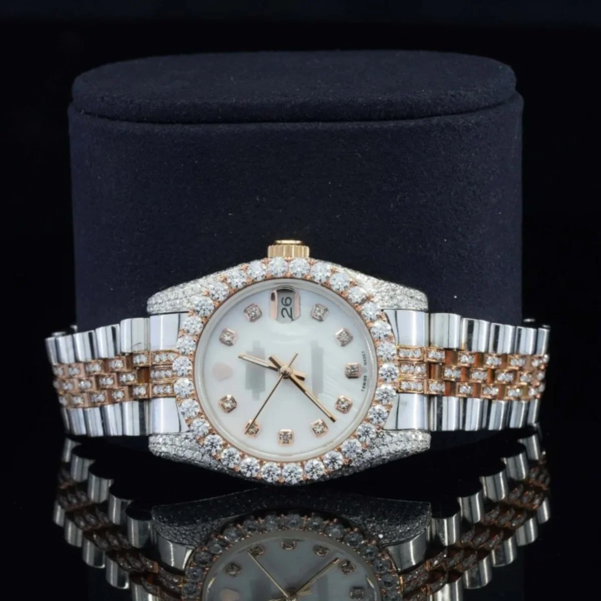 Luxurious White Dial Moissanite Watch Automatic Two Tone Watch (view 2 of 7)