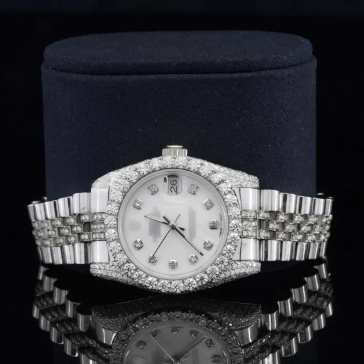 Luxurious White Dial Moissanite Watch Automatic Two Tone Watch (view 3 of 7)