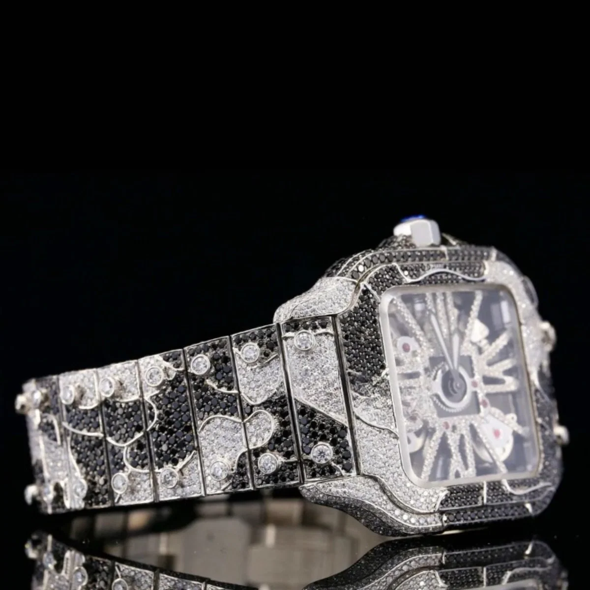 Luxury Aesthetic Snake Skin Pattern Iced Out Moissanite Watch (view 2 of 4)