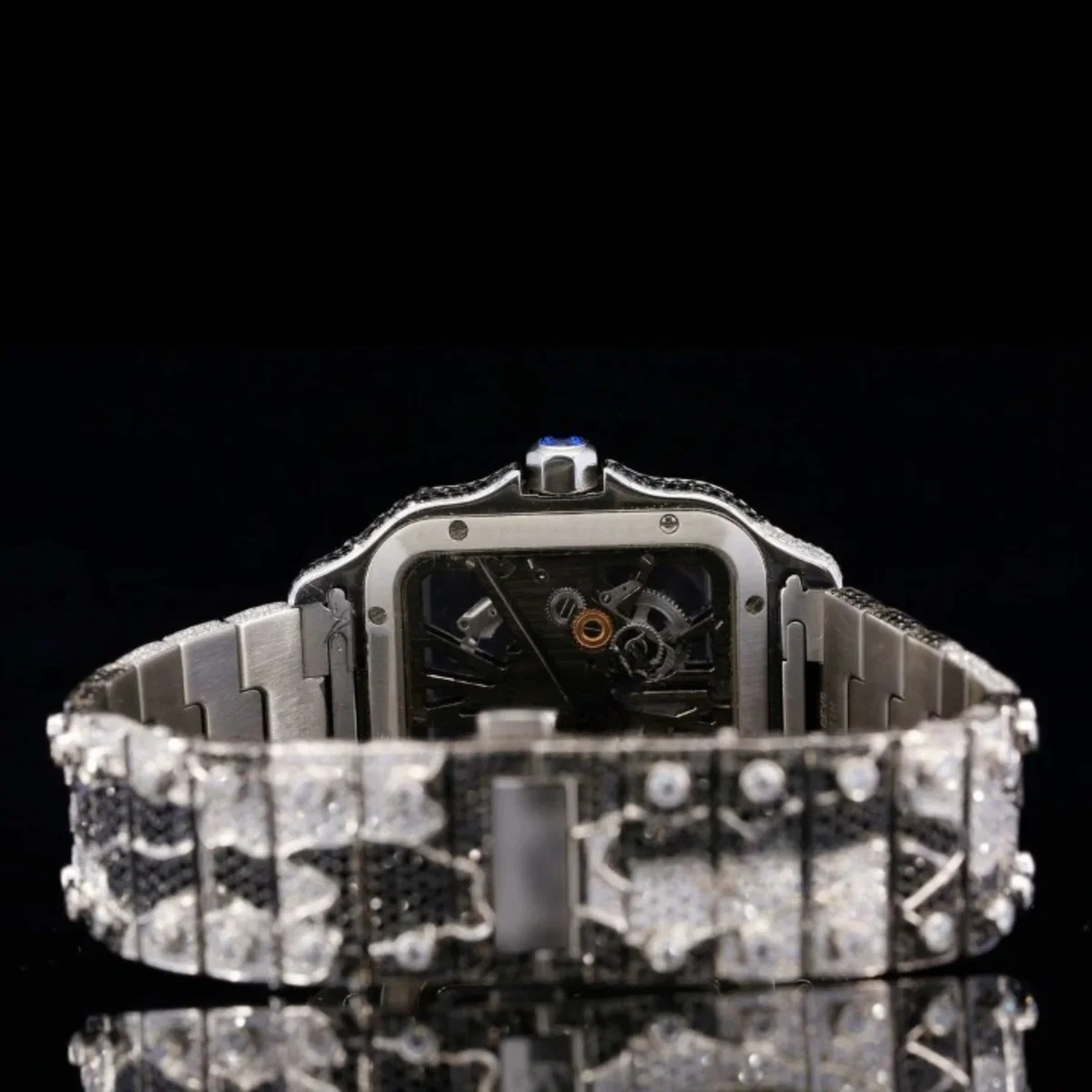 Luxury Aesthetic Snake Skin Pattern Iced Out Moissanite Watch (view 4 of 4)