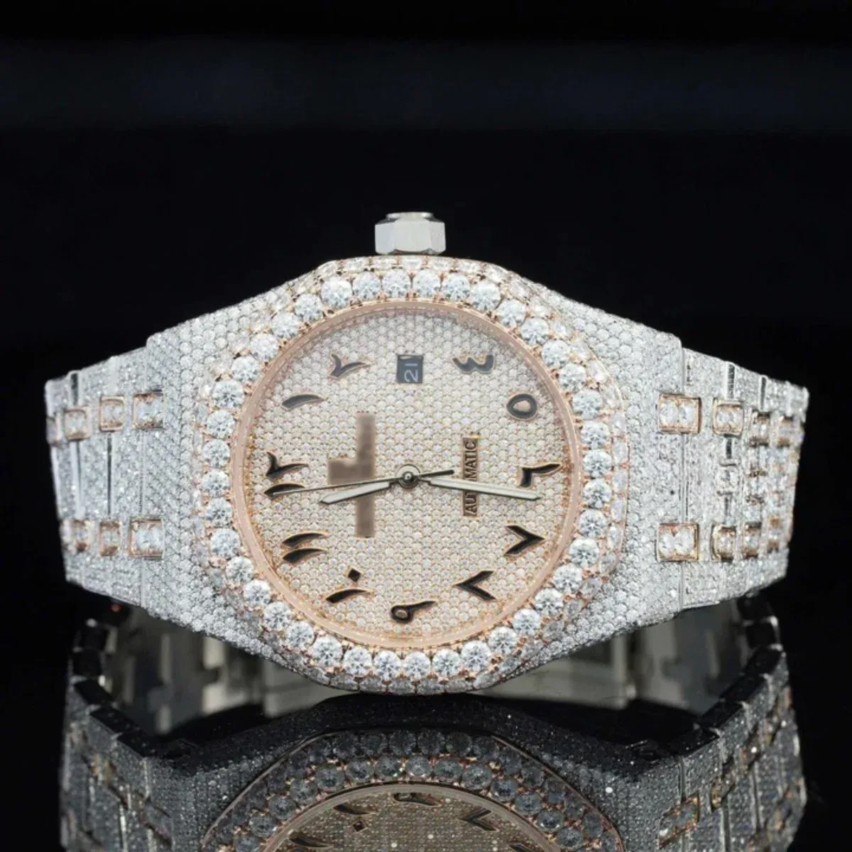 Luxury Moissanite Watch Iced Out Arabic Numericals Automatic Movement For Men (view 2 of 7)