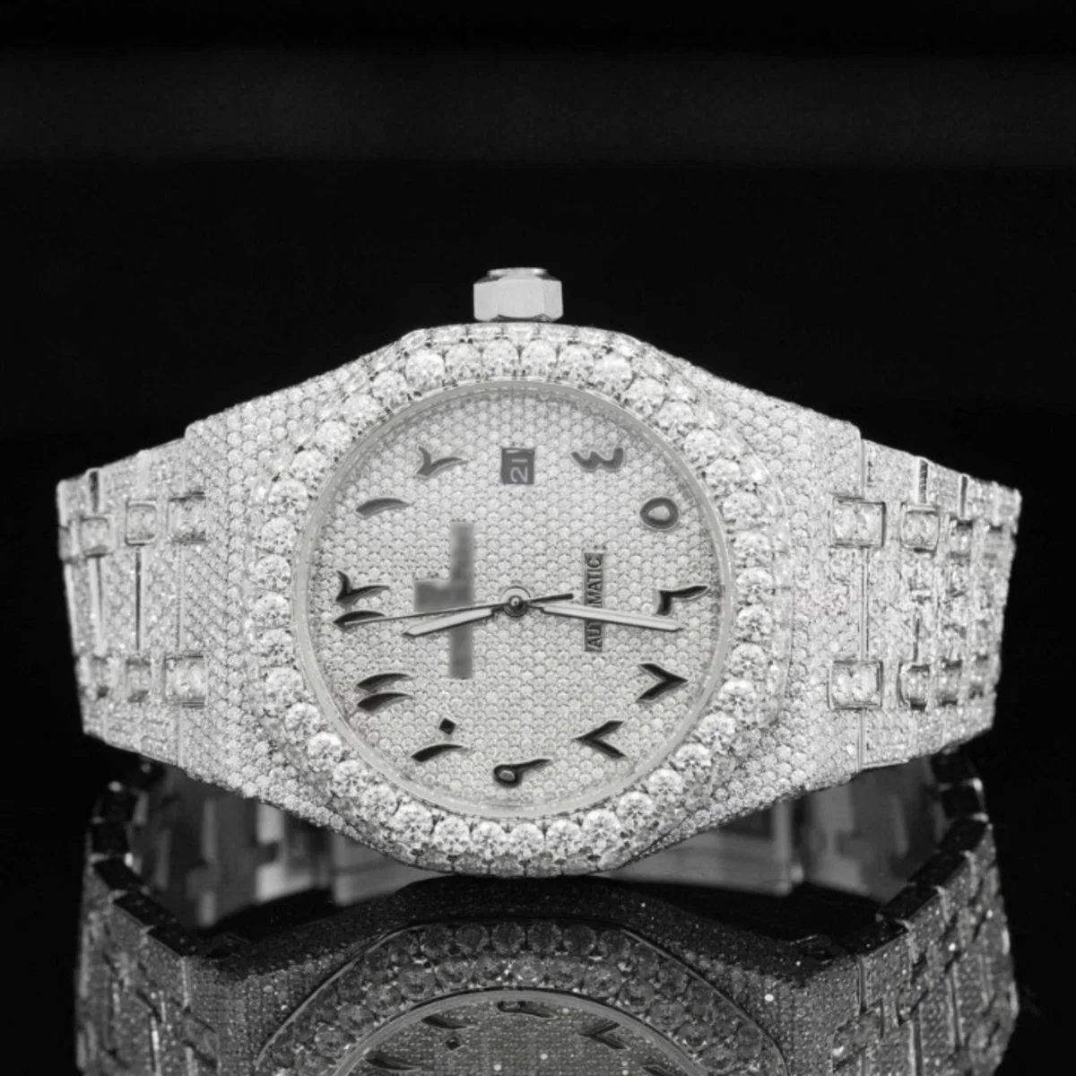Luxury Moissanite Watch Iced Out Arabic Numericals Automatic Movement For Men (view 4 of 7)