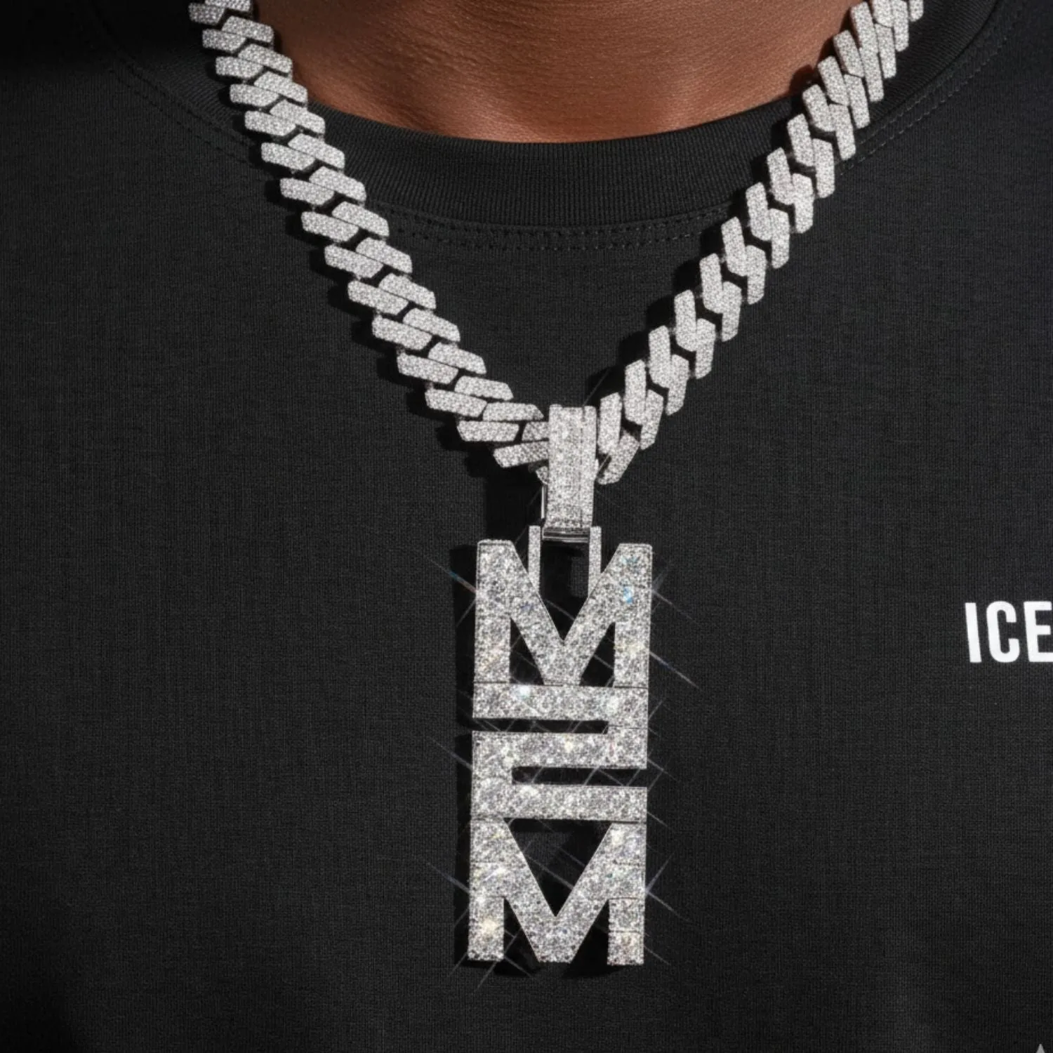 "M2M" Custom Moissanite Name Pendant 14K Gold (view 2 of 4)