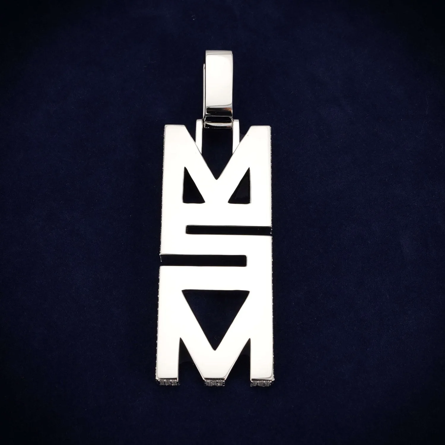 "M2M" Custom Moissanite Name Pendant 14K Gold (view 4 of 4)