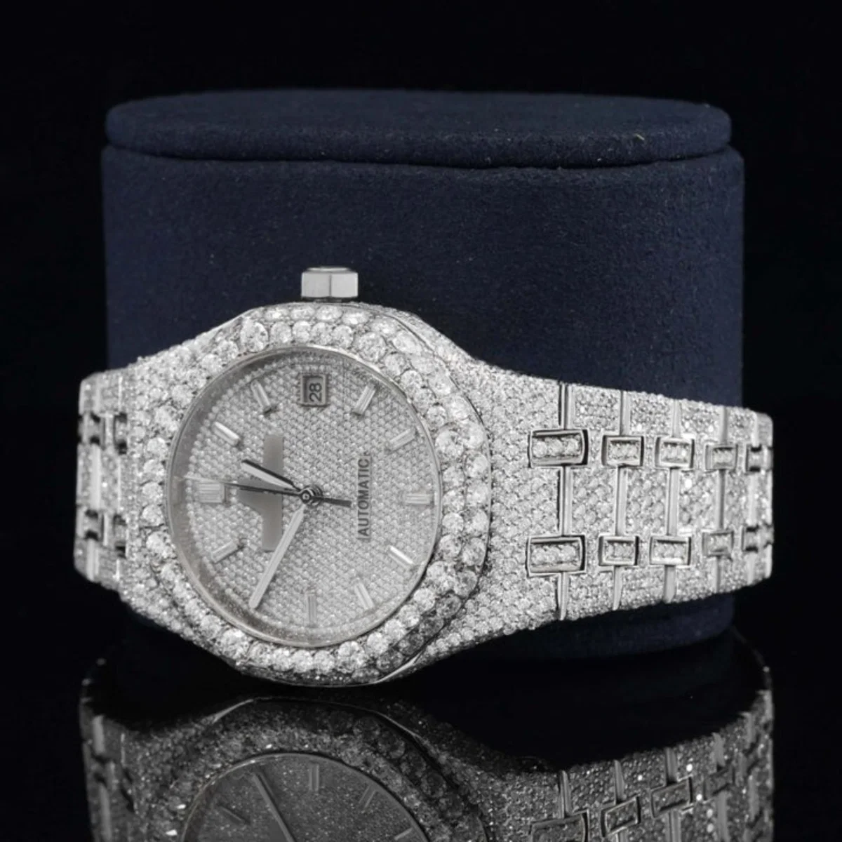 Magnificent Moissanite Diamond Iced Out Bust Down Watch For Men (view 3 of 7)