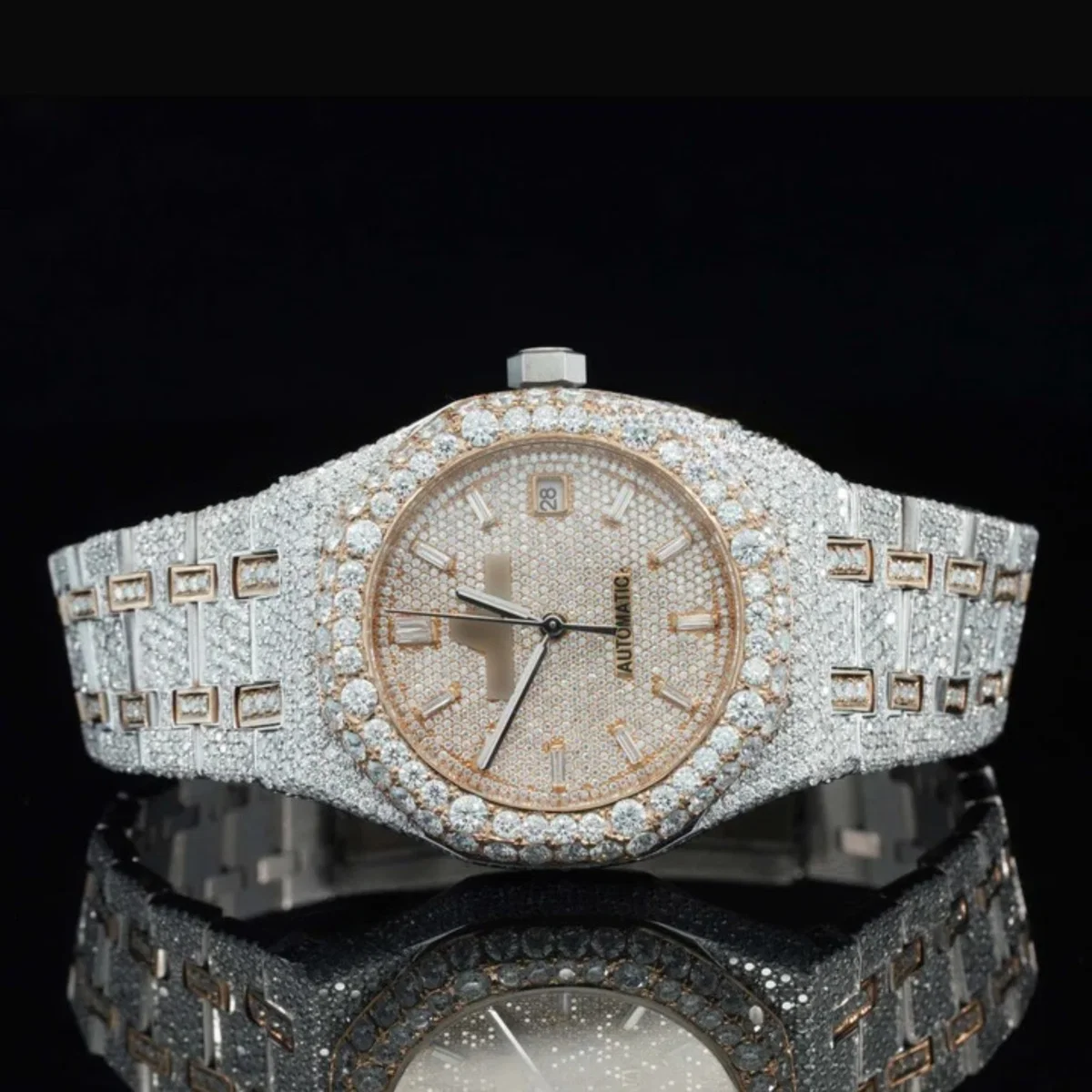 Magnificent Moissanite Diamond Iced Out Bust Down Watch For Men (view 6 of 7)
