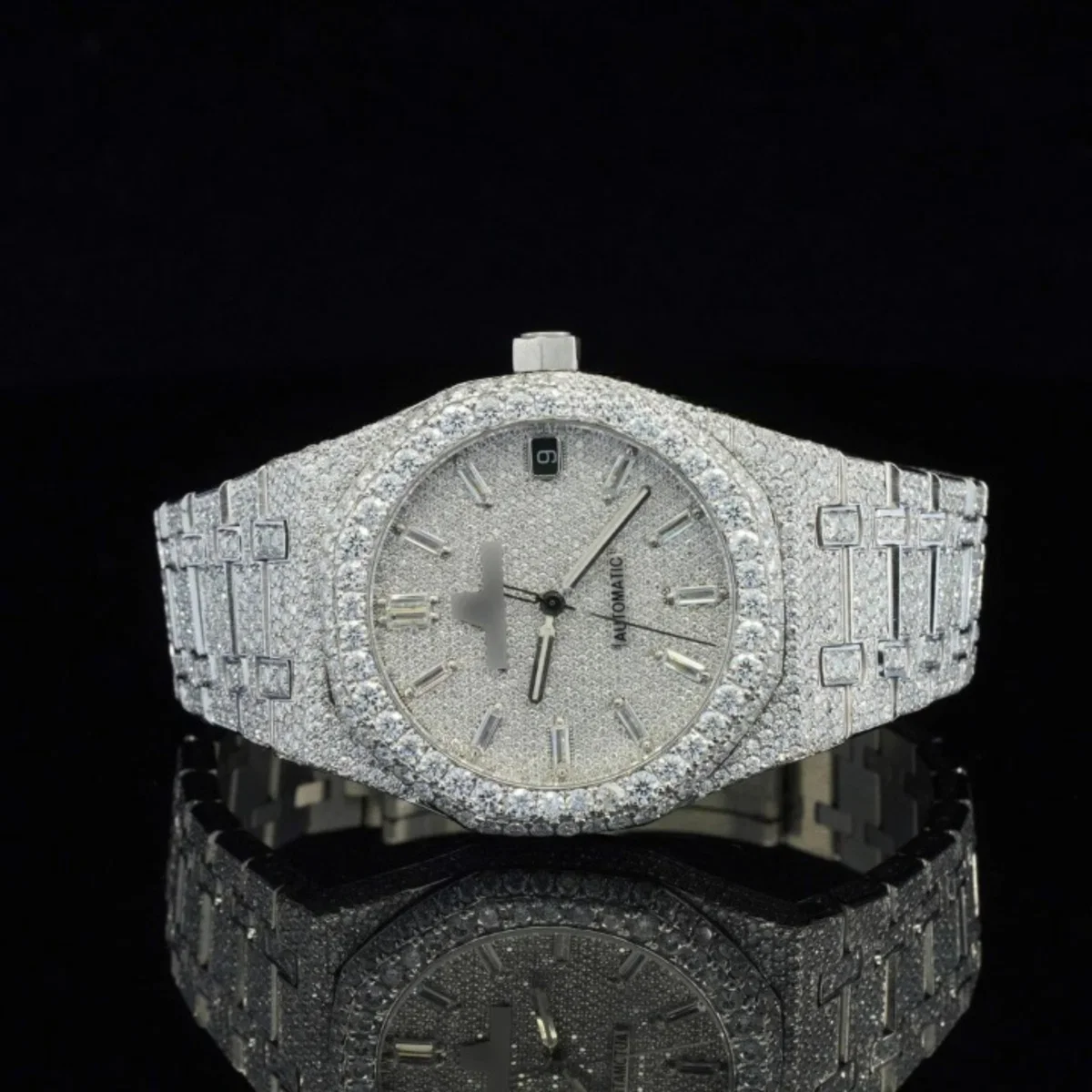 Marvellous Moissanite Diamond Watch With Swiss Automatic Movement