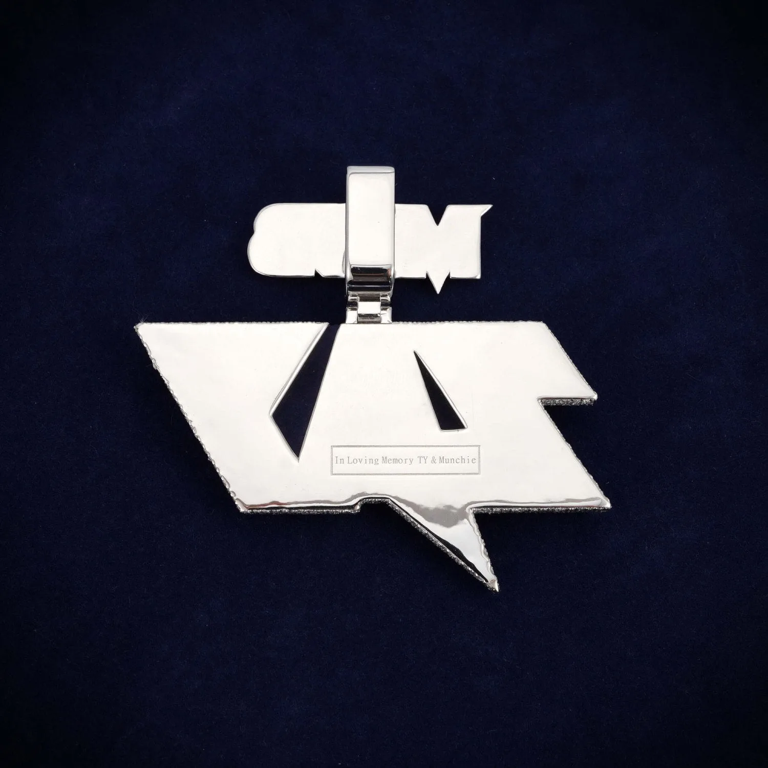 "MCLB ZAY" Custom Moissanite Name Pendant 14K Gold (view 2 of 2)
