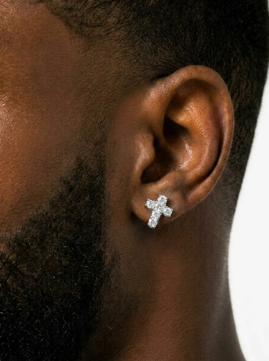 Medium Cross Moissanite Earrings 14K Gold (view 2 of 4)