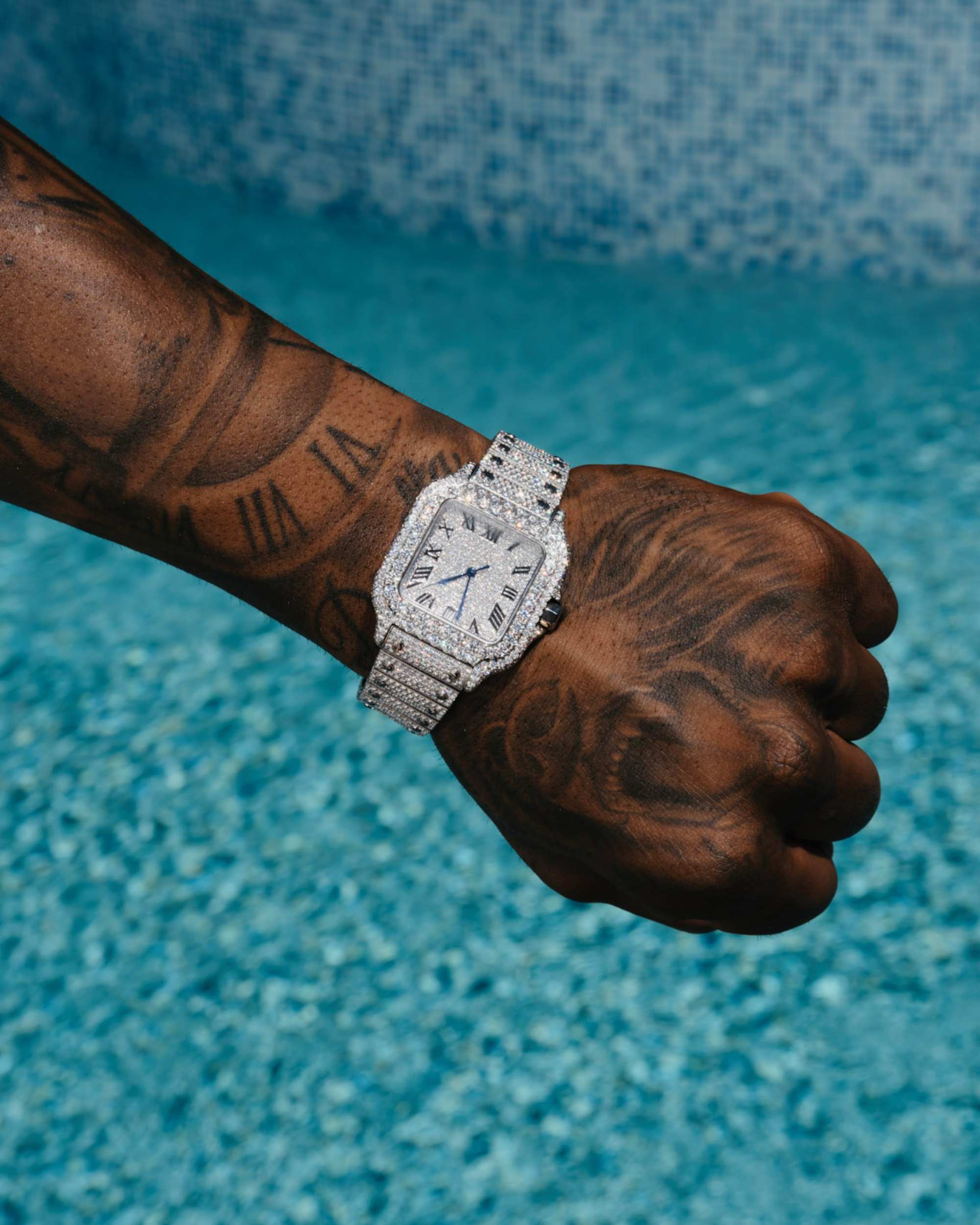 Men's VVS Moissanite Watch | 42MM | 16CT Bust Down | 14K White Gold (view 5 of 14)
