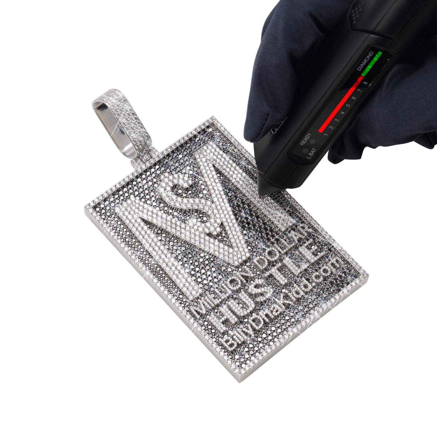 "MILLION DOLLAR HUSTLE" Custom Logo Moissanite Pendant 14K Gold (view 3 of 3)