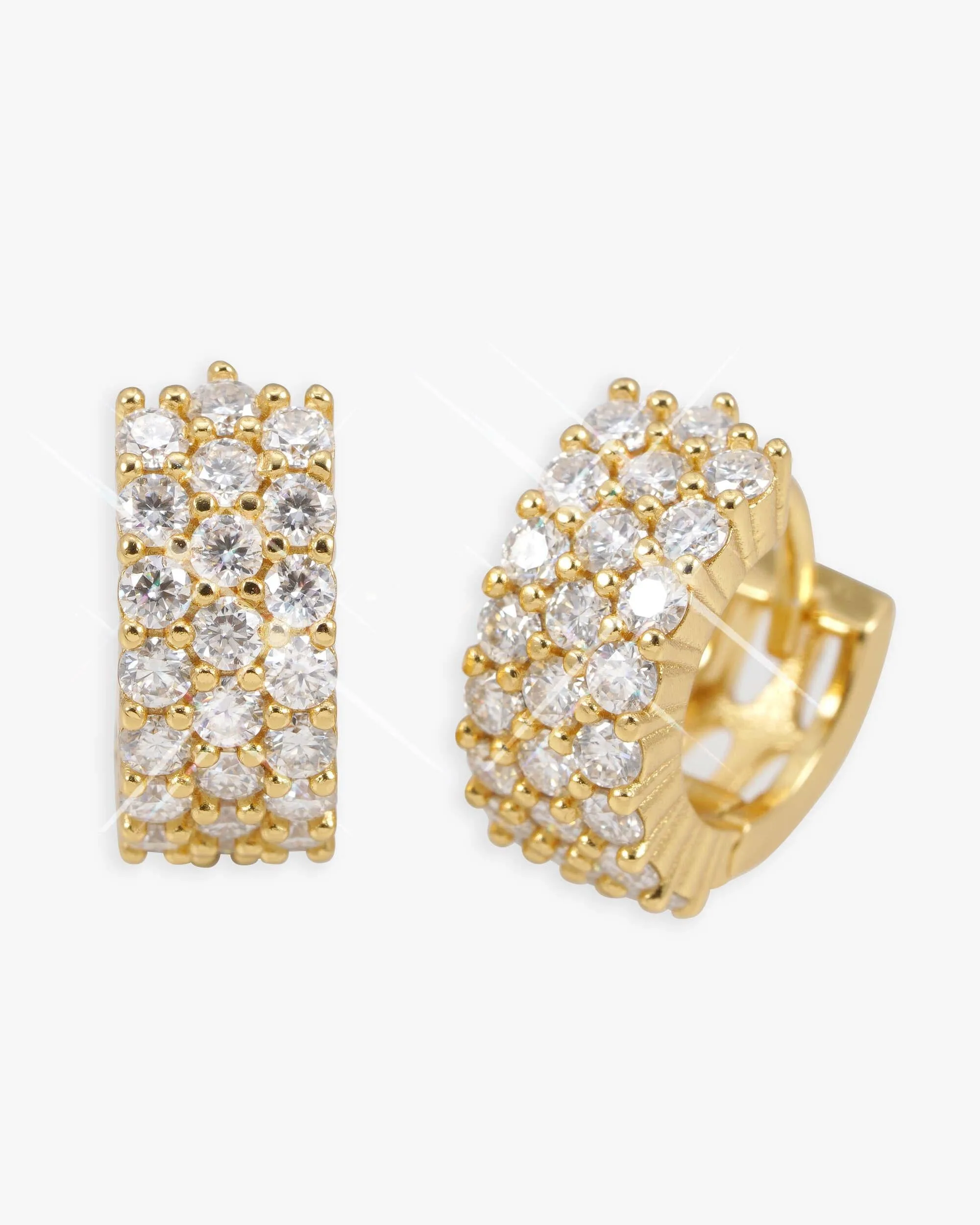 Moissanite 3-Row Hoop Earrings 14K Gold (view 2 of 6)