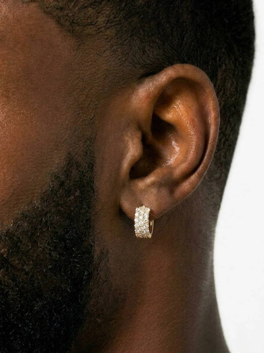 Moissanite 3-Row Hoop Earrings 14K Gold (view 4 of 6)