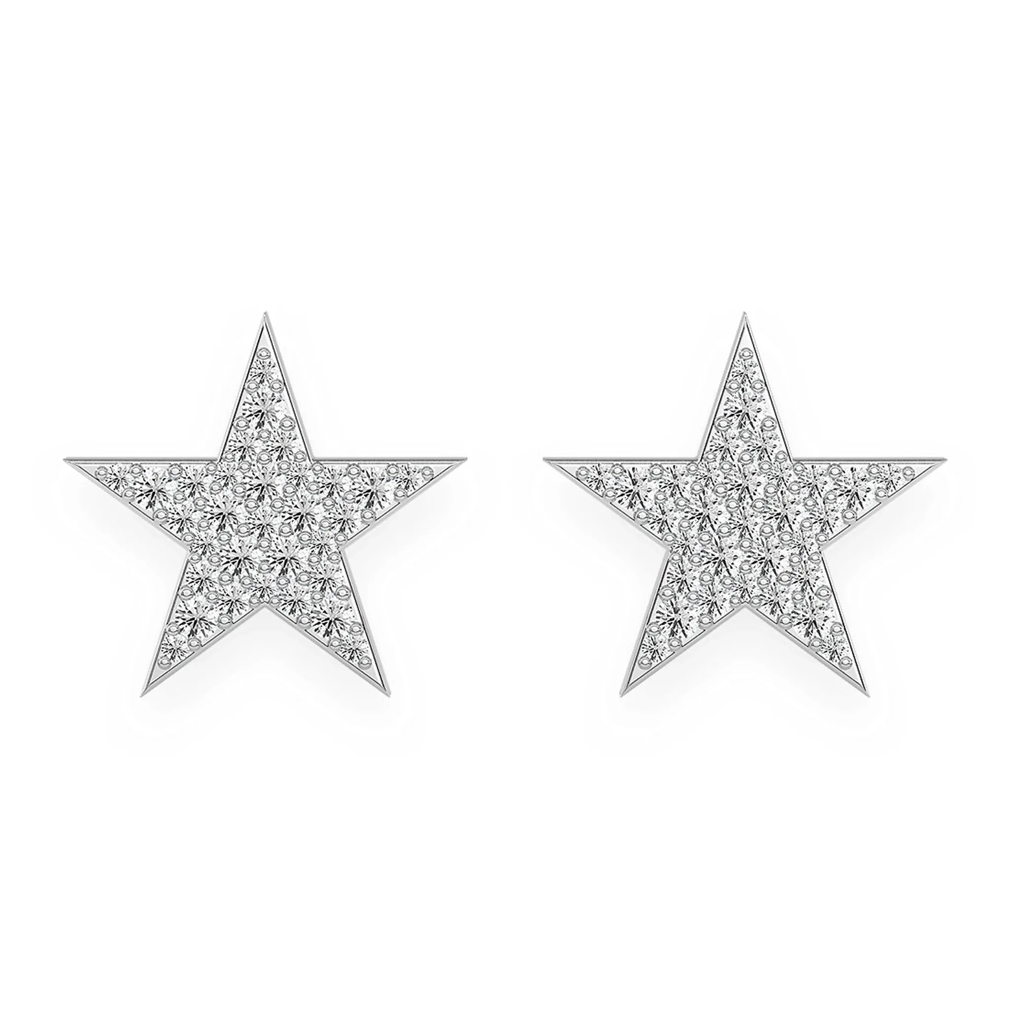Five Point Star Diamond Stud Earrings - in yellow gold (view 3 of 6)