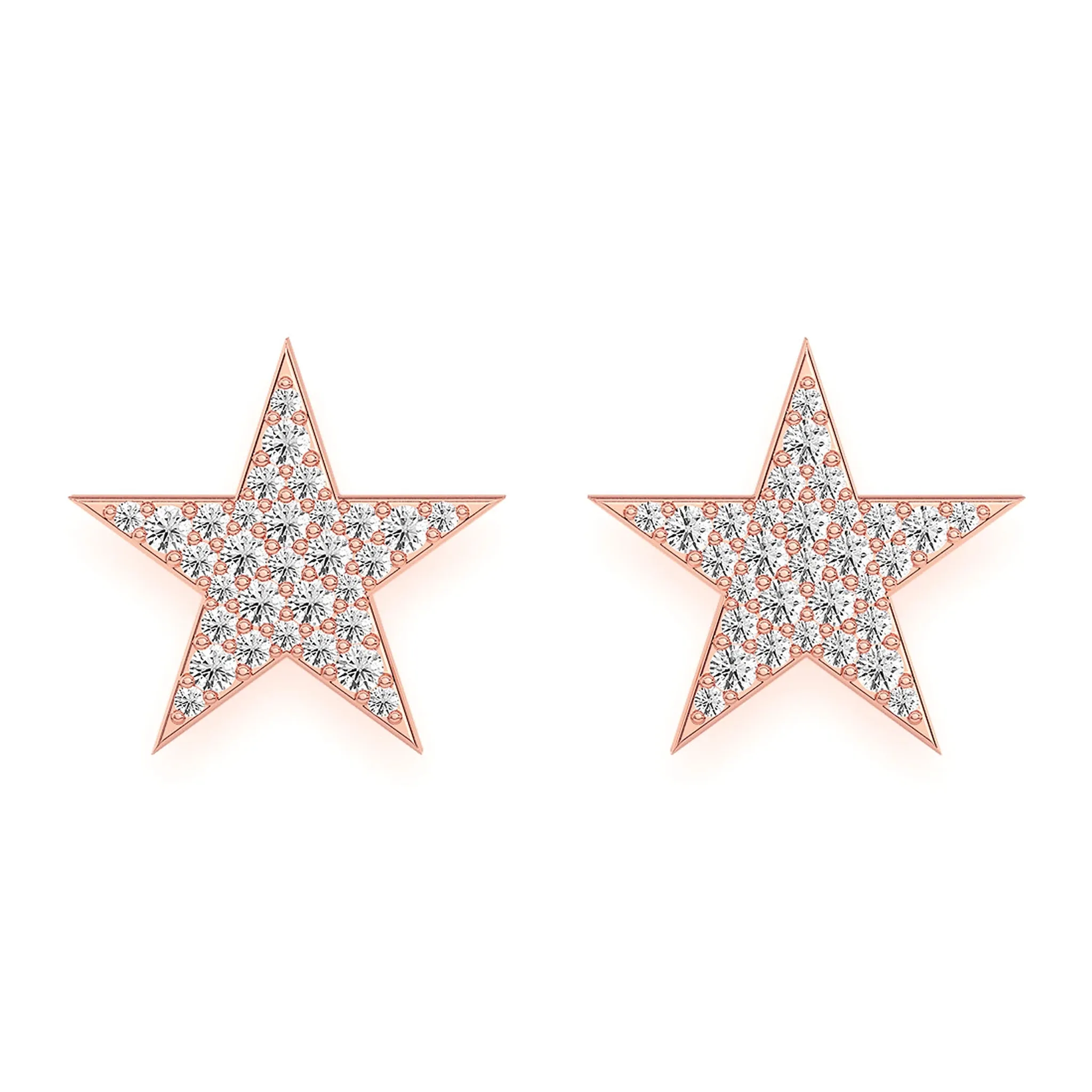 Five Point Star Diamond Stud Earrings - in yellow gold (view 5 of 6)