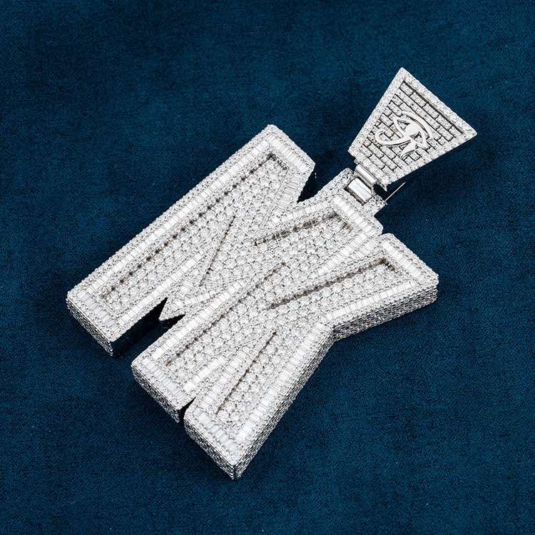 "MK" Custom Moissanite Pendant 14K Gold (view 3 of 4)