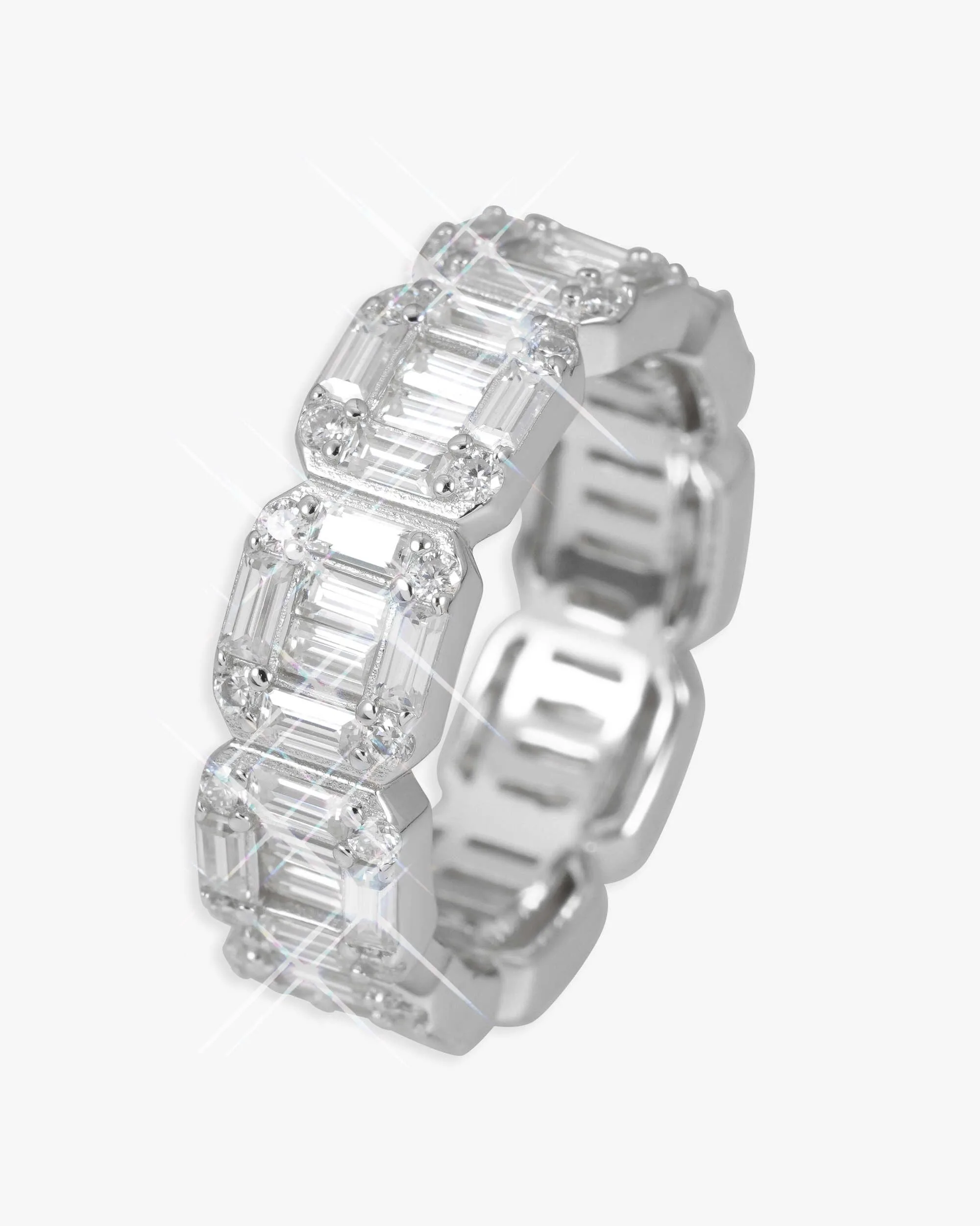 Moissanite 3-Row Baguette Band Ring 14K Gold (view 2 of 12)