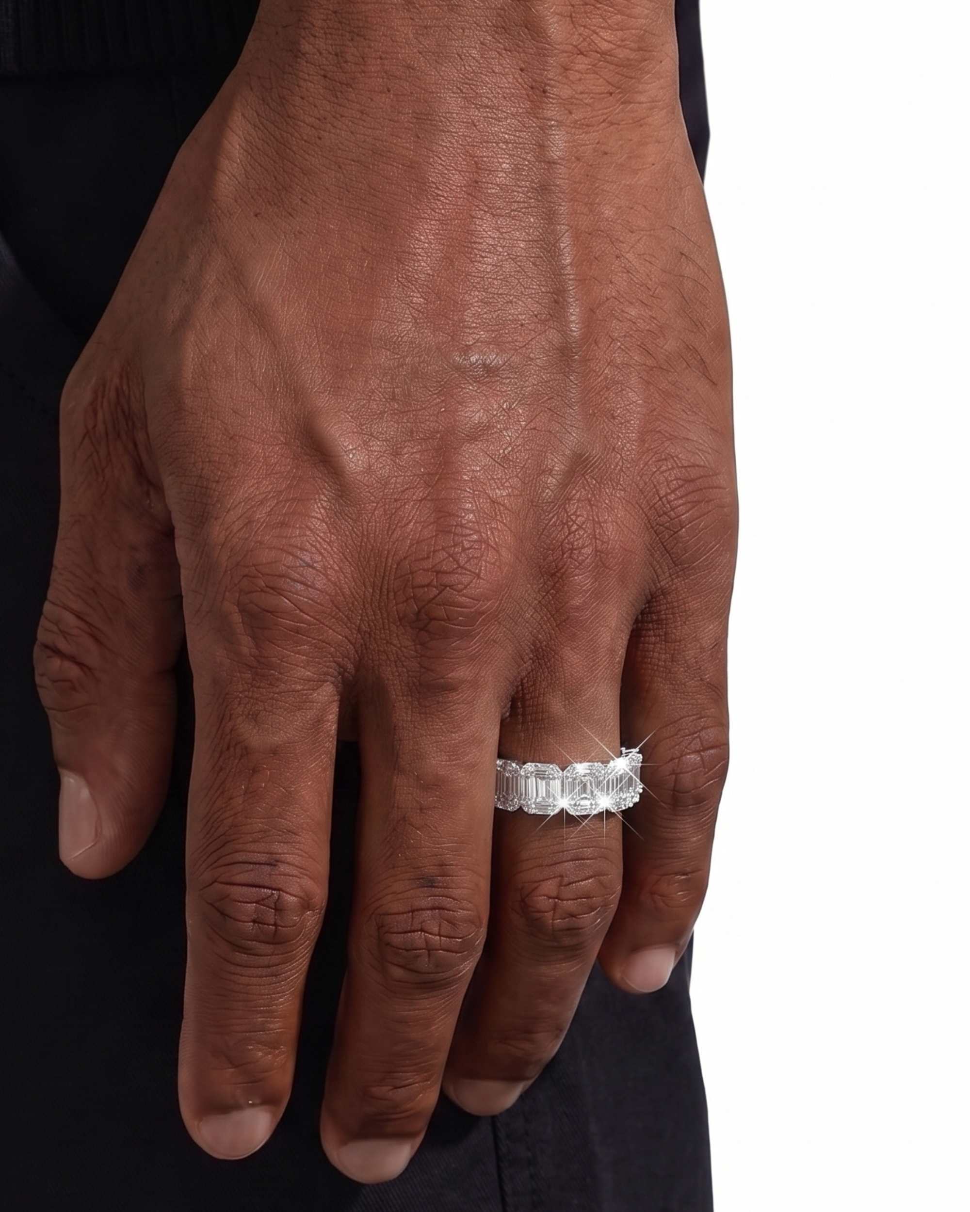 Moissanite 3-Row Baguette Band Ring 14K Gold (view 3 of 12)