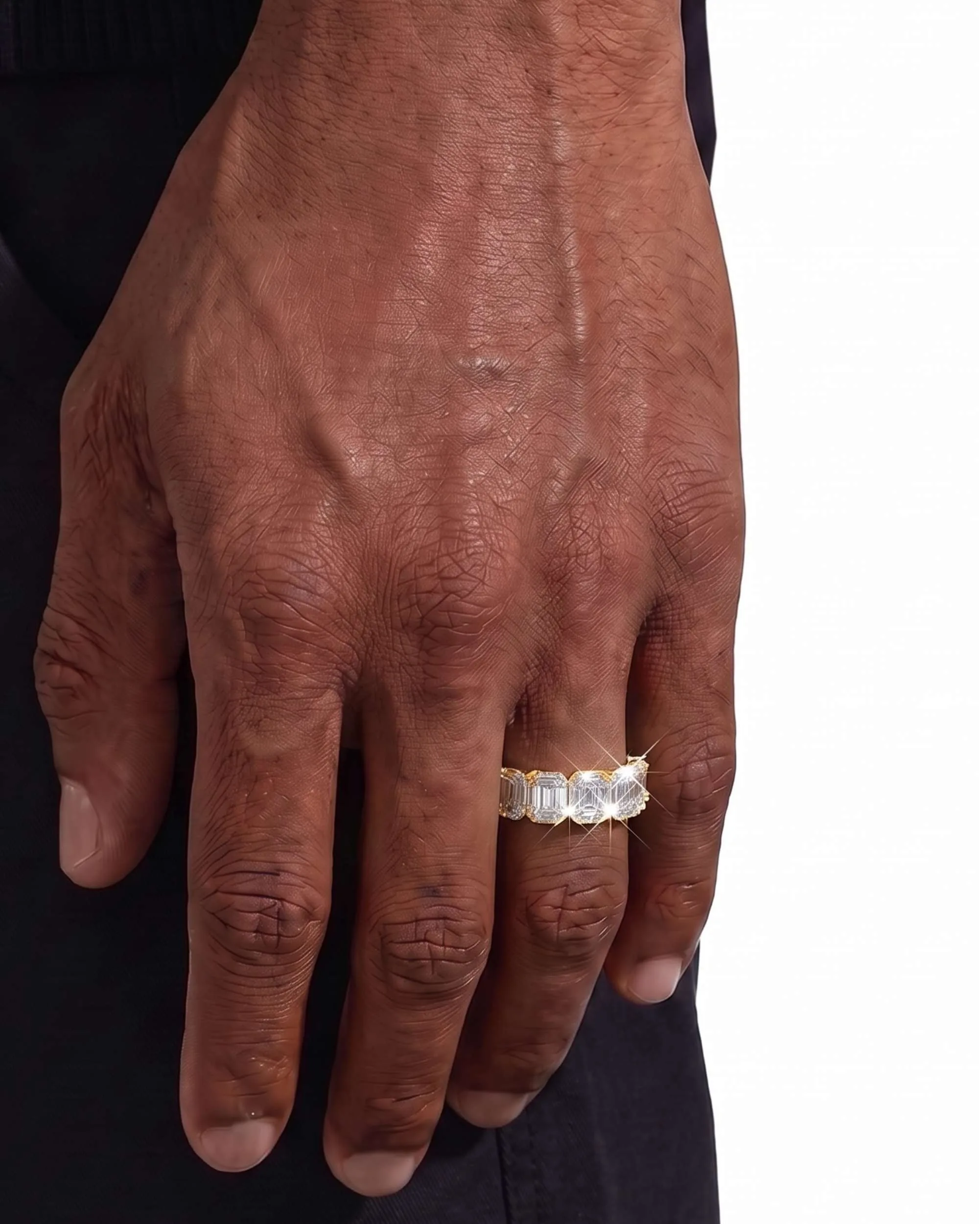 Moissanite 3-Row Baguette Band Ring 14K Gold (view 6 of 12)
