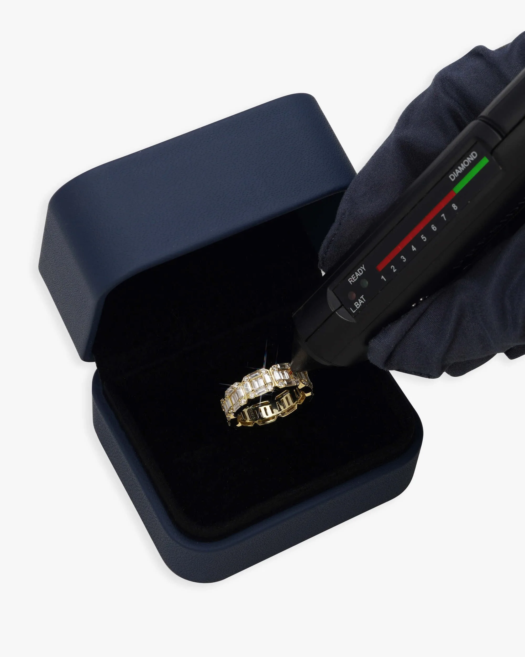 Moissanite 3-Row Baguette Band Ring 14K Gold (view 8 of 12)